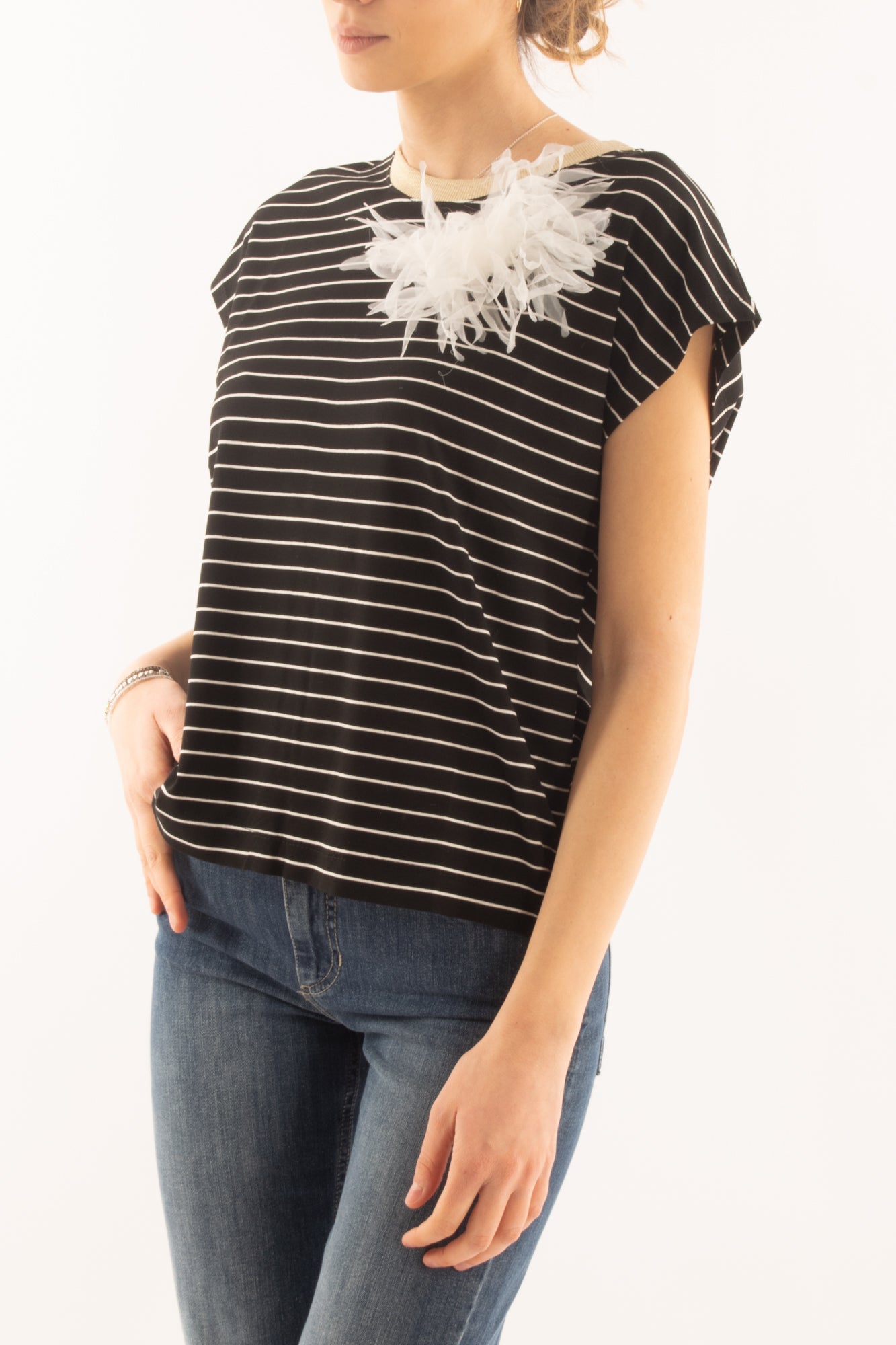 T-shirt rigata da Donna Susy mix - Nero