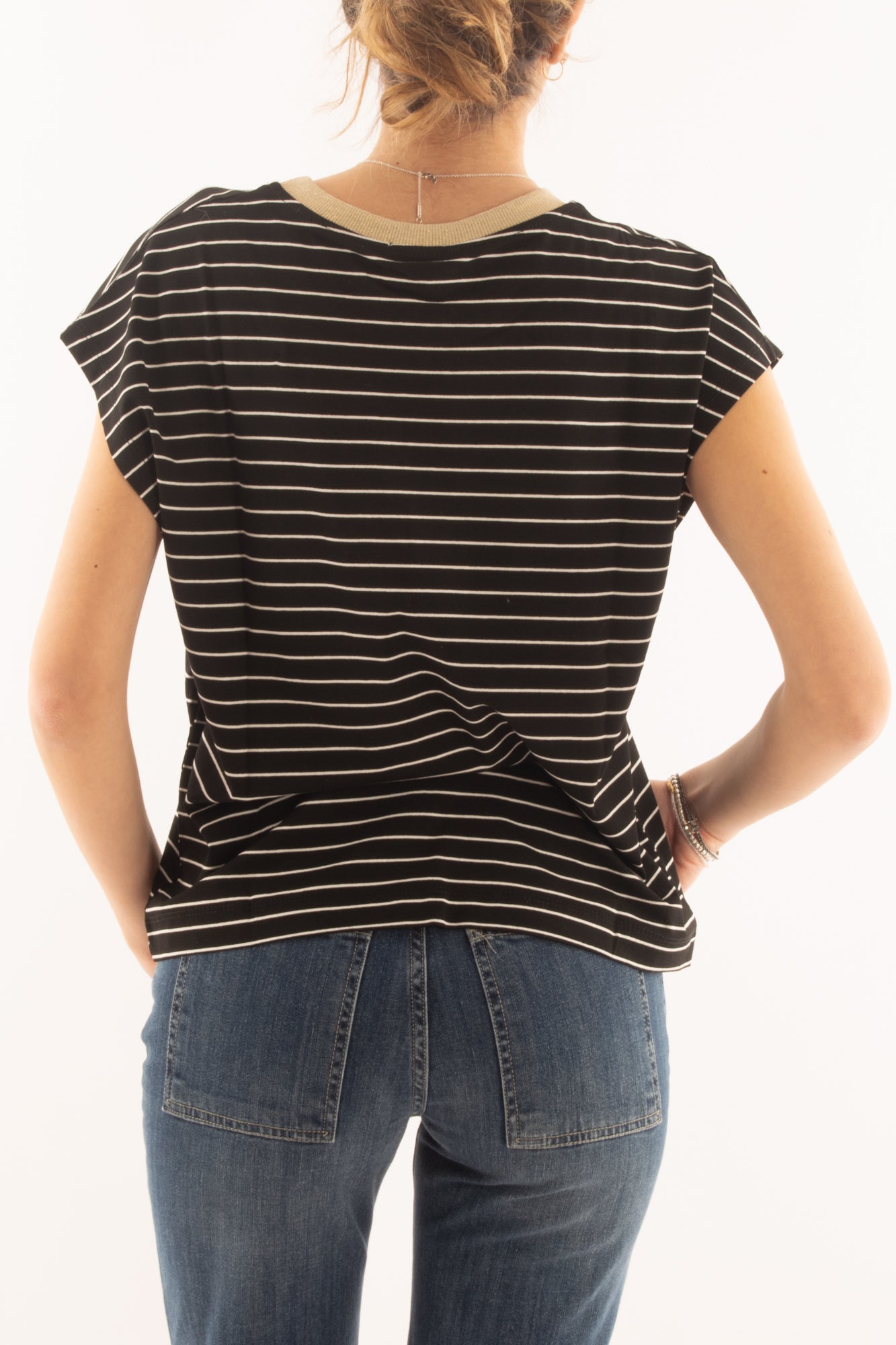 T-shirt rigata da Donna Susy mix - Nero