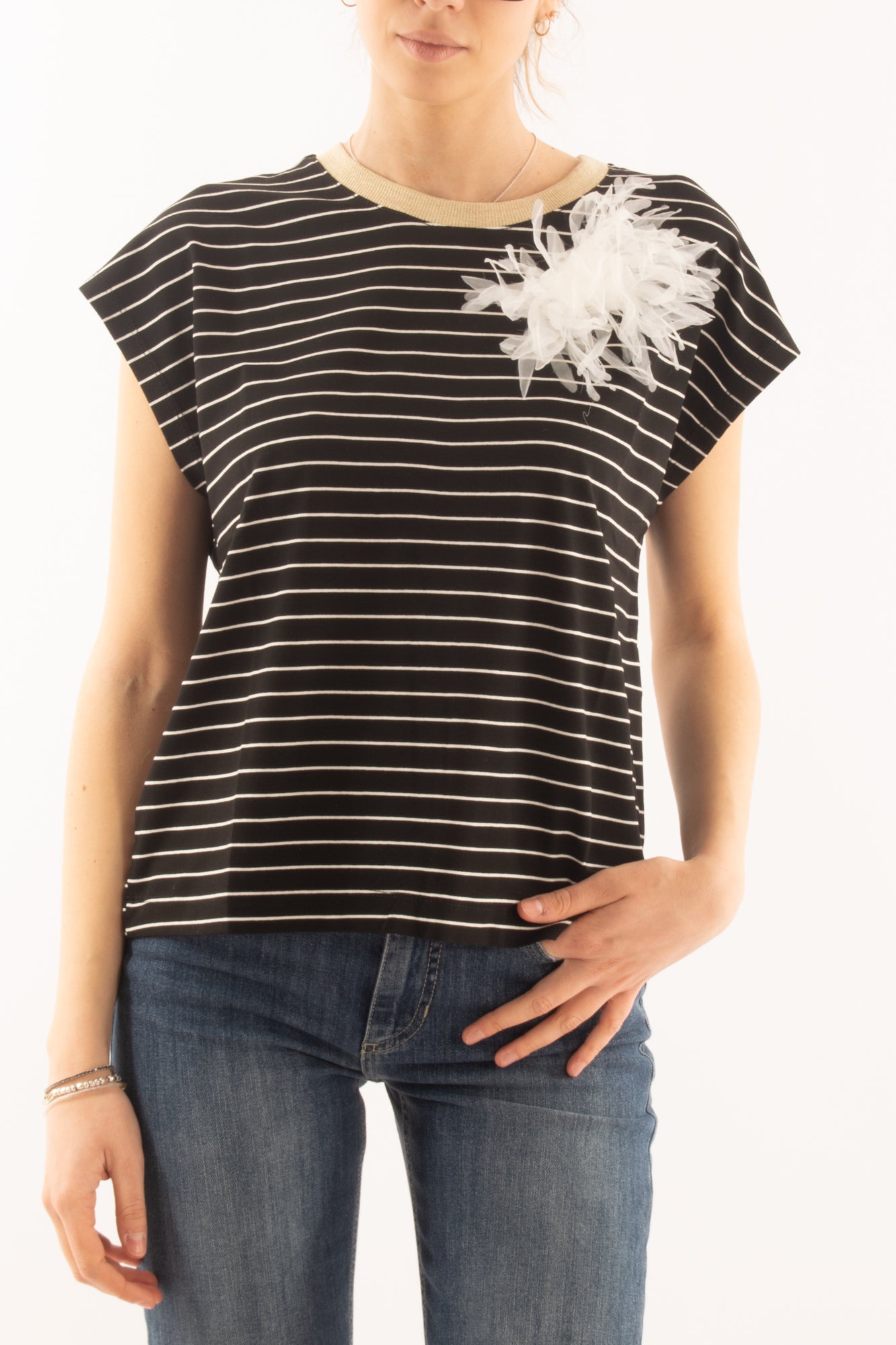T-shirt rigata da Donna Susy mix - Nero