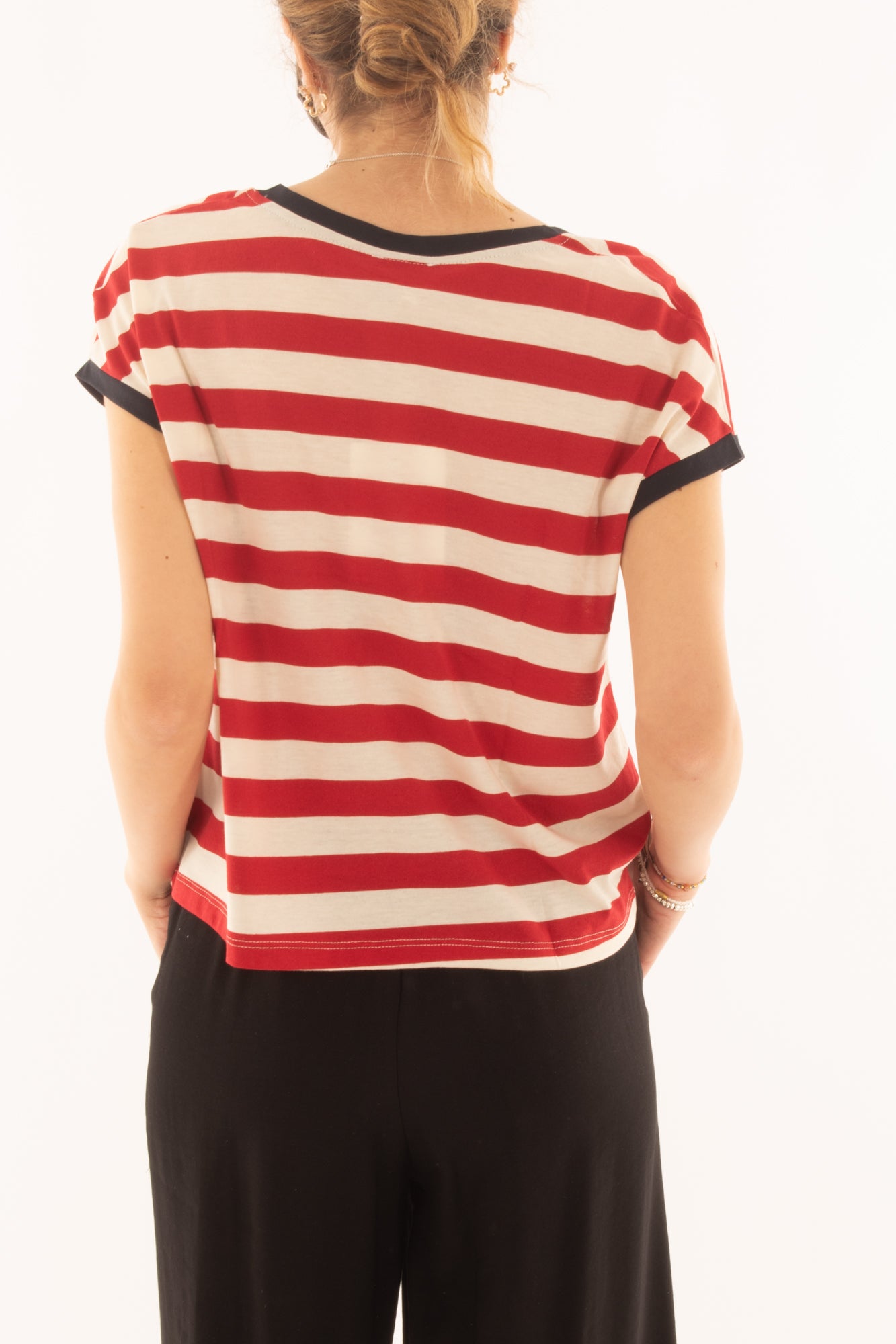 Maglia a v rigata da Donna Susy mix - Rosso