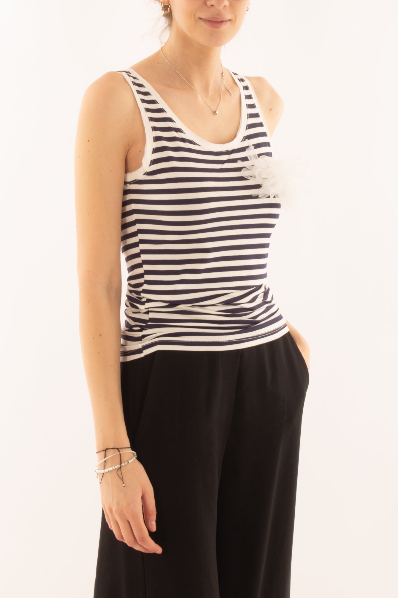 Canottiera rigata in viscosa da Donna Susy mix - Blu