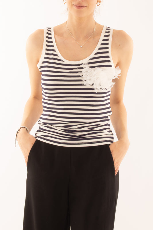 Canottiera rigata in viscosa da Donna Susy mix - Blu