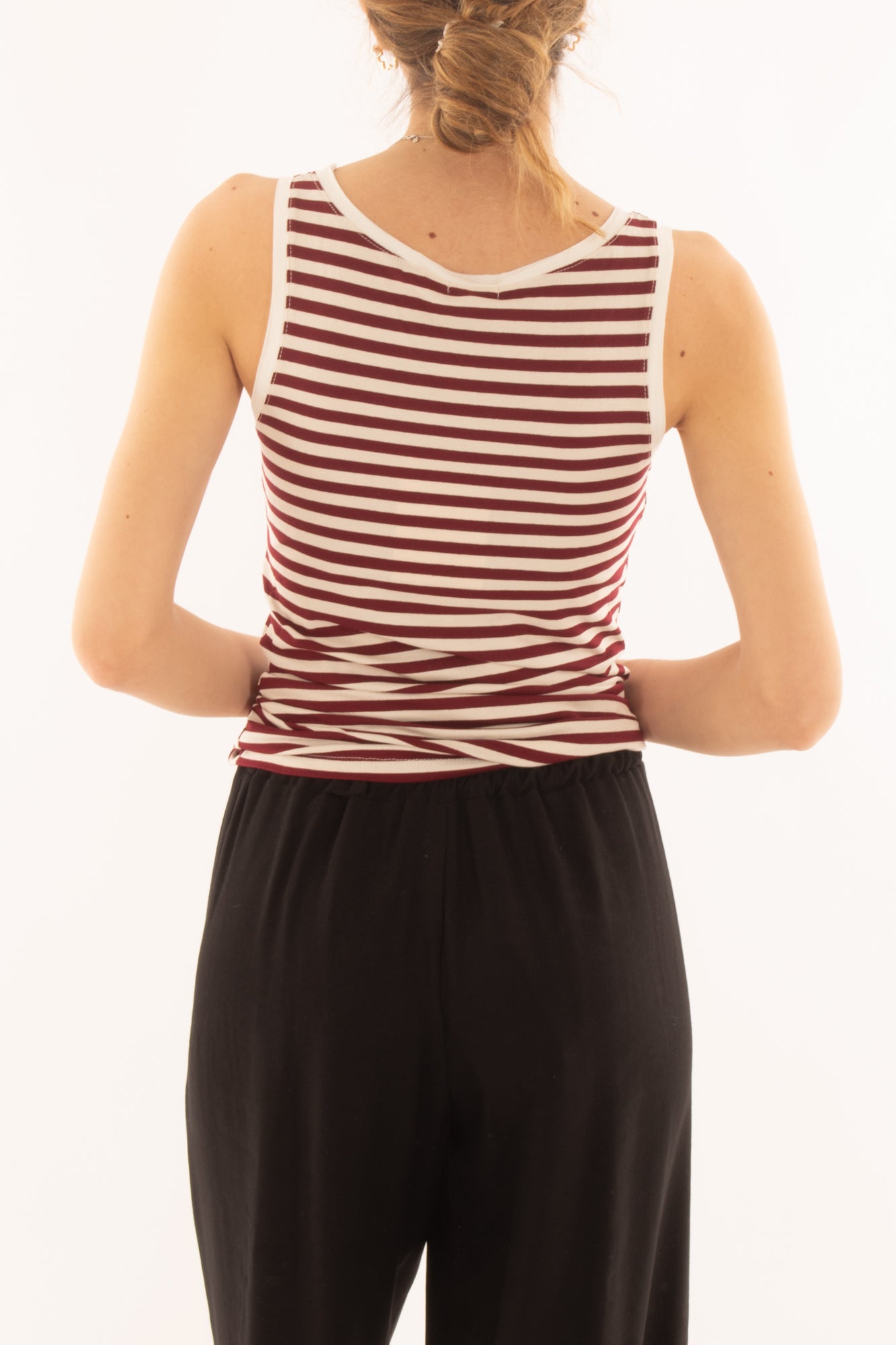 Canottiera rigata in viscosa da Donna Susy mix - Rosso