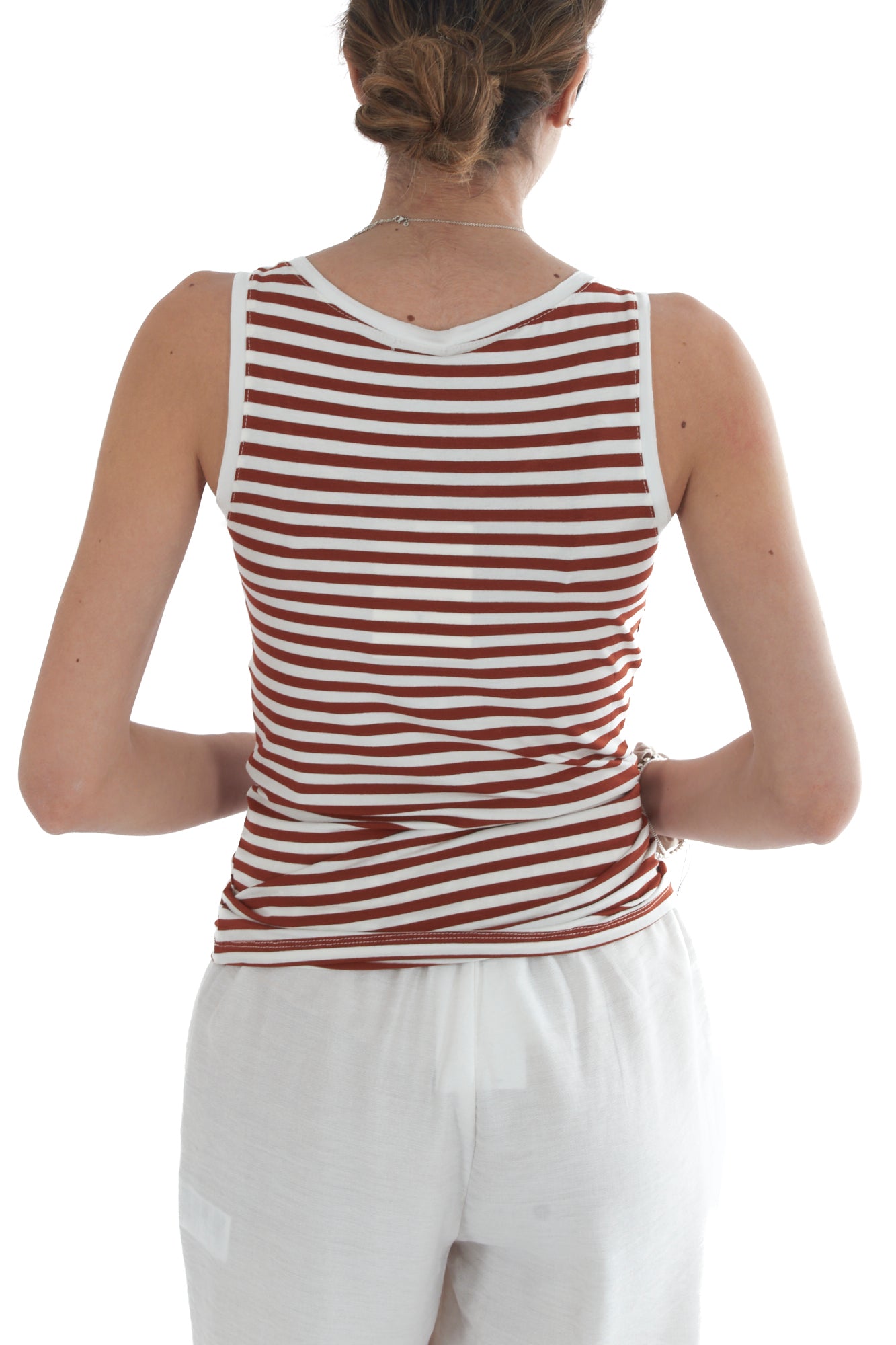 Canottiera rigata in viscosa da Donna Susy mix - Tabacco