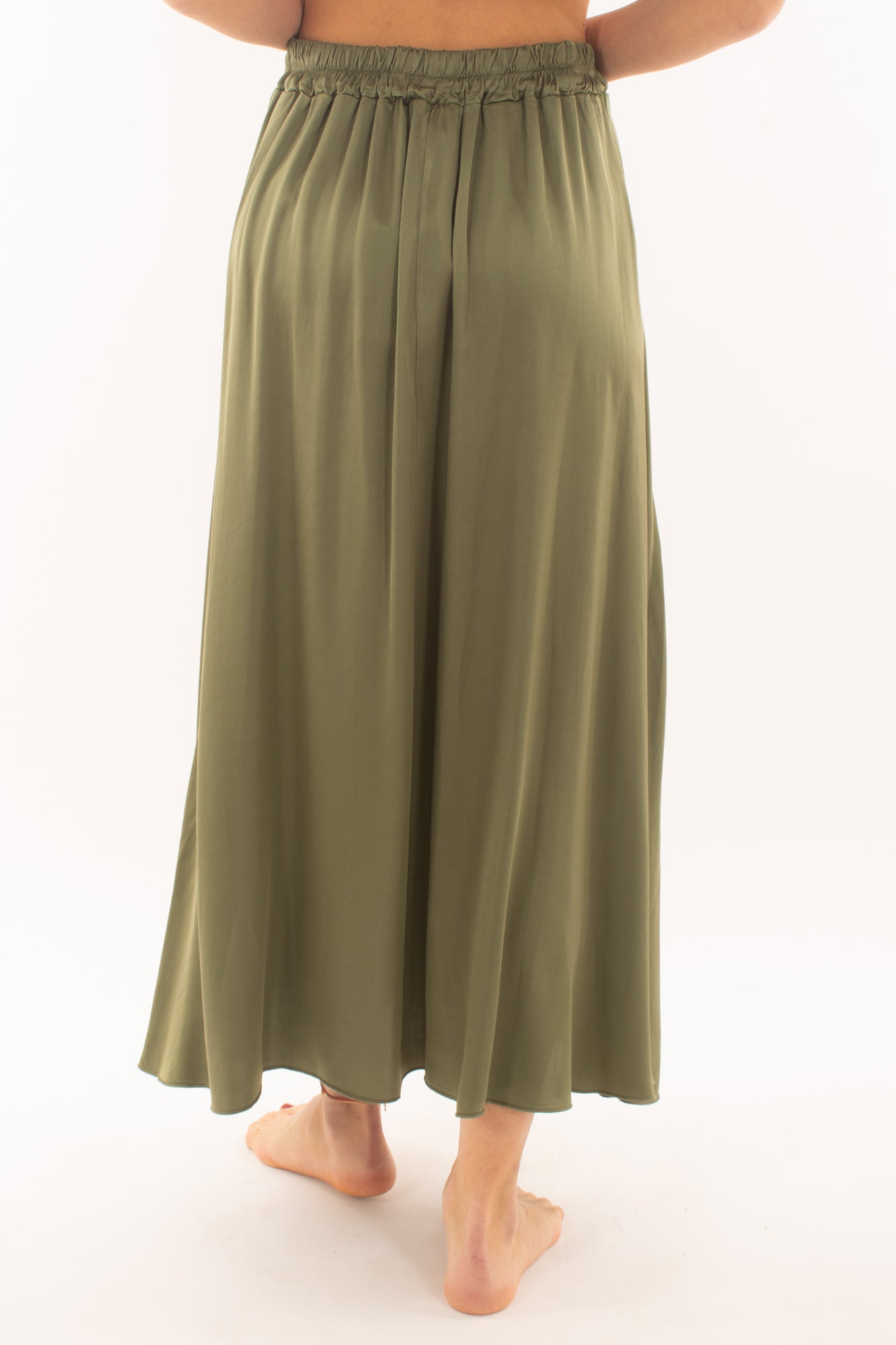 Gonna lunga in satin da Donna Susy mix - Verde