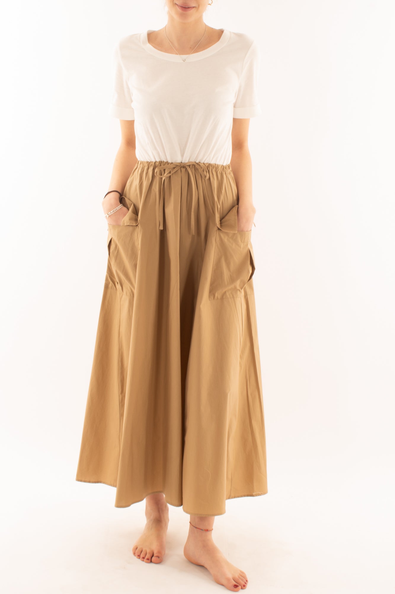 Abito lungo con tasconi da Donna Susy mix - Cammello