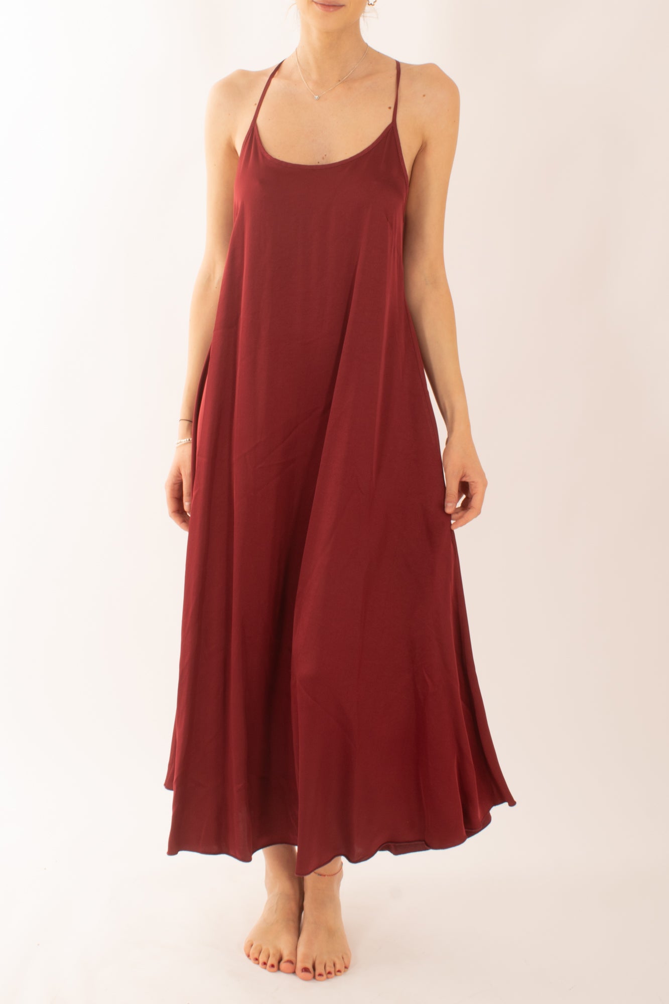 Abito lungo in viscosa da Donna Susy mix - Rosso india