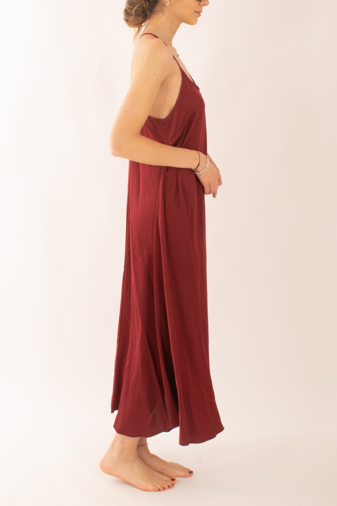 Abito lungo in viscosa da Donna Susy mix - Rosso india