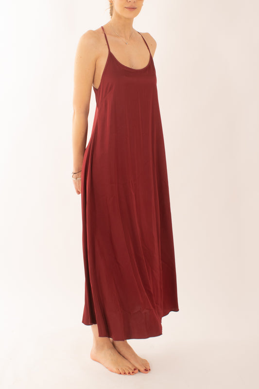 Abito lungo in viscosa da Donna Susy mix - Rosso india