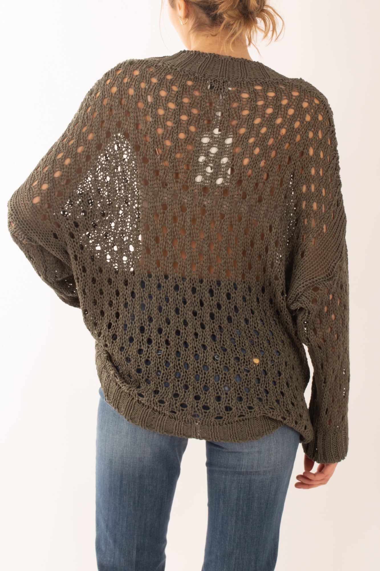 Maglia lunga traforata da Donna Susy mix - Verde