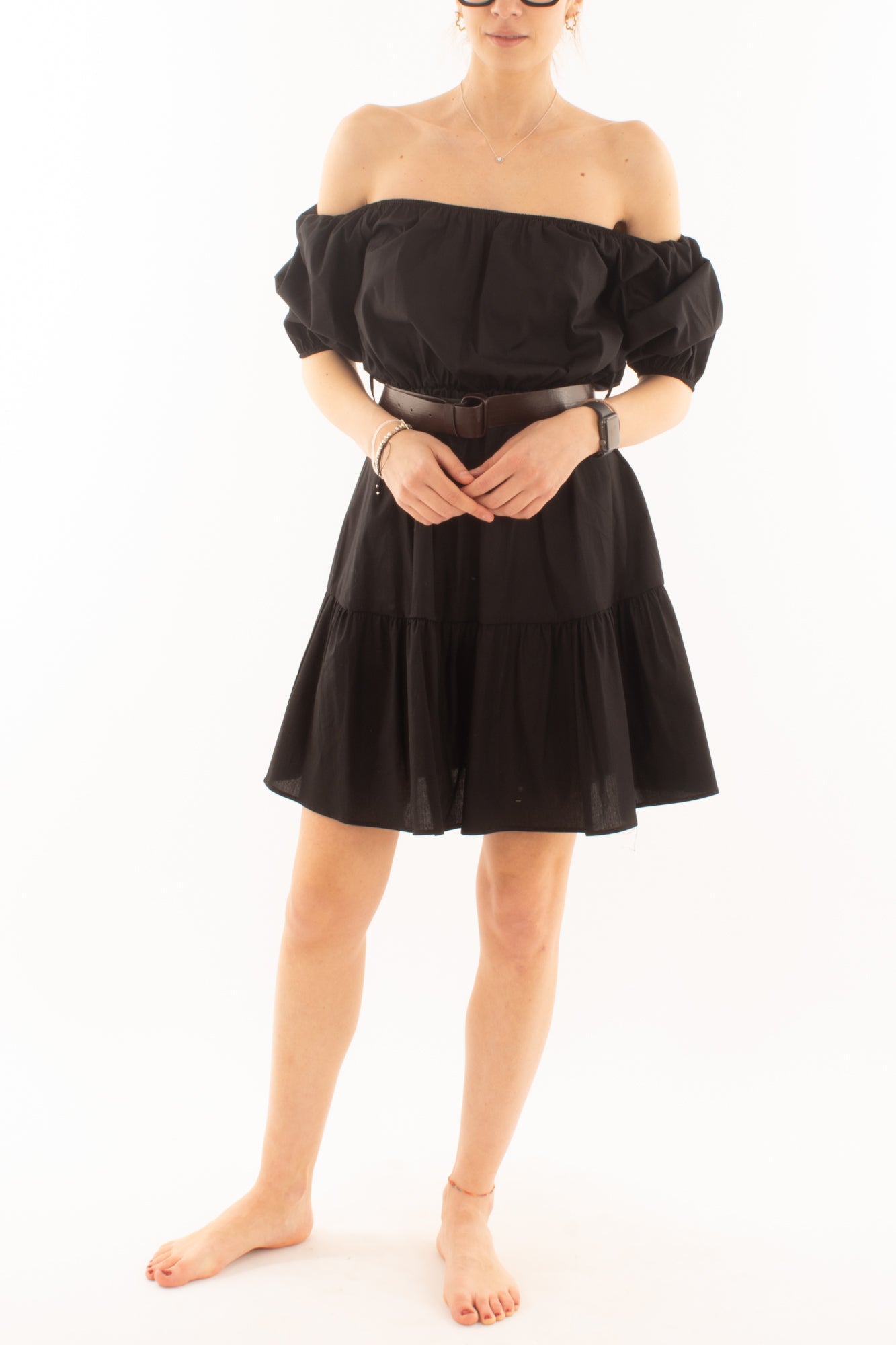 Abito con spalle scoperte da Donna Susy mix - Nero