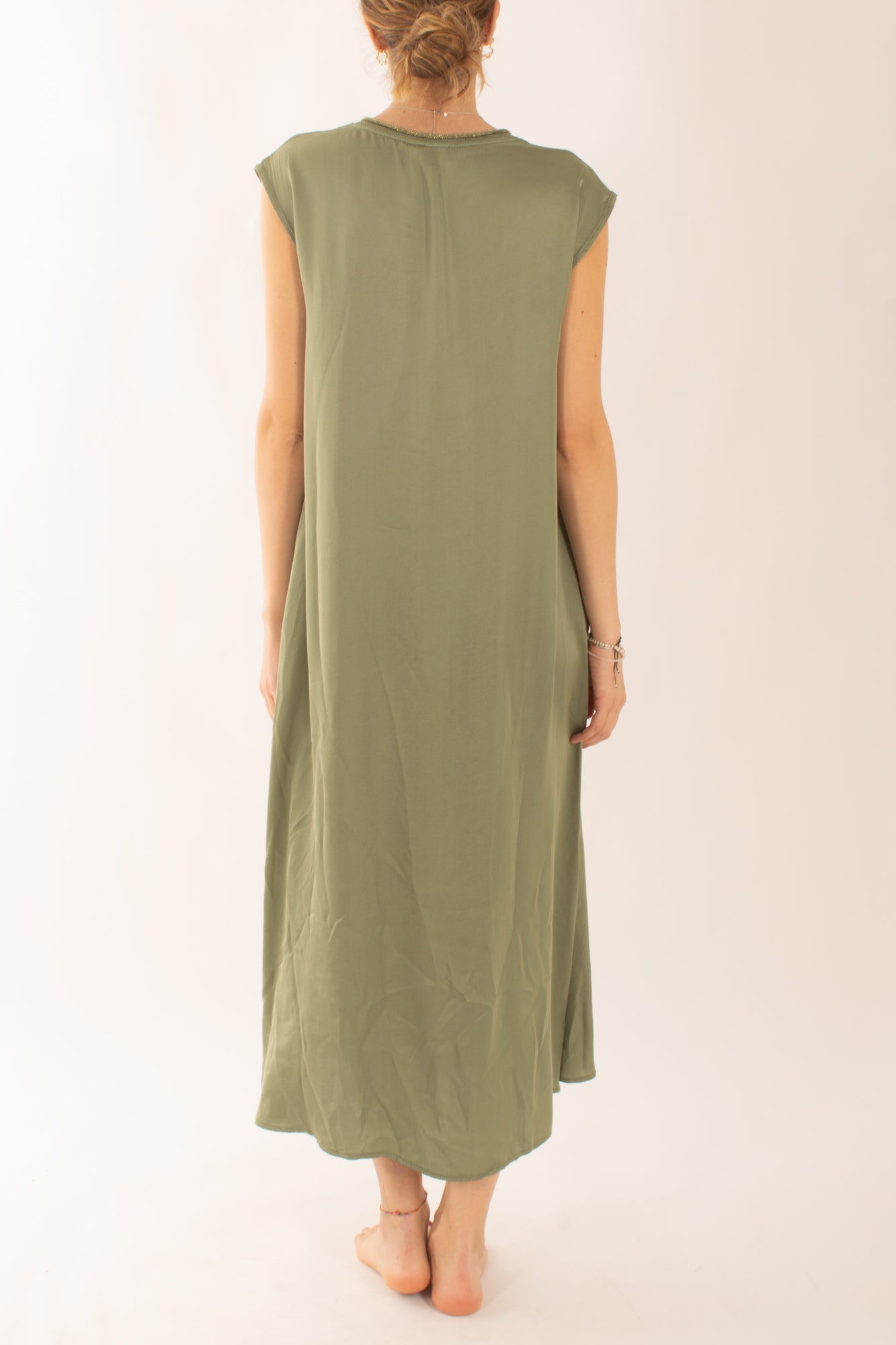 Abito lungo a v da Donna Susy mix - Verde