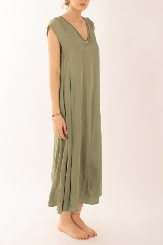 Abito lungo a v da Donna Susy mix - Verde