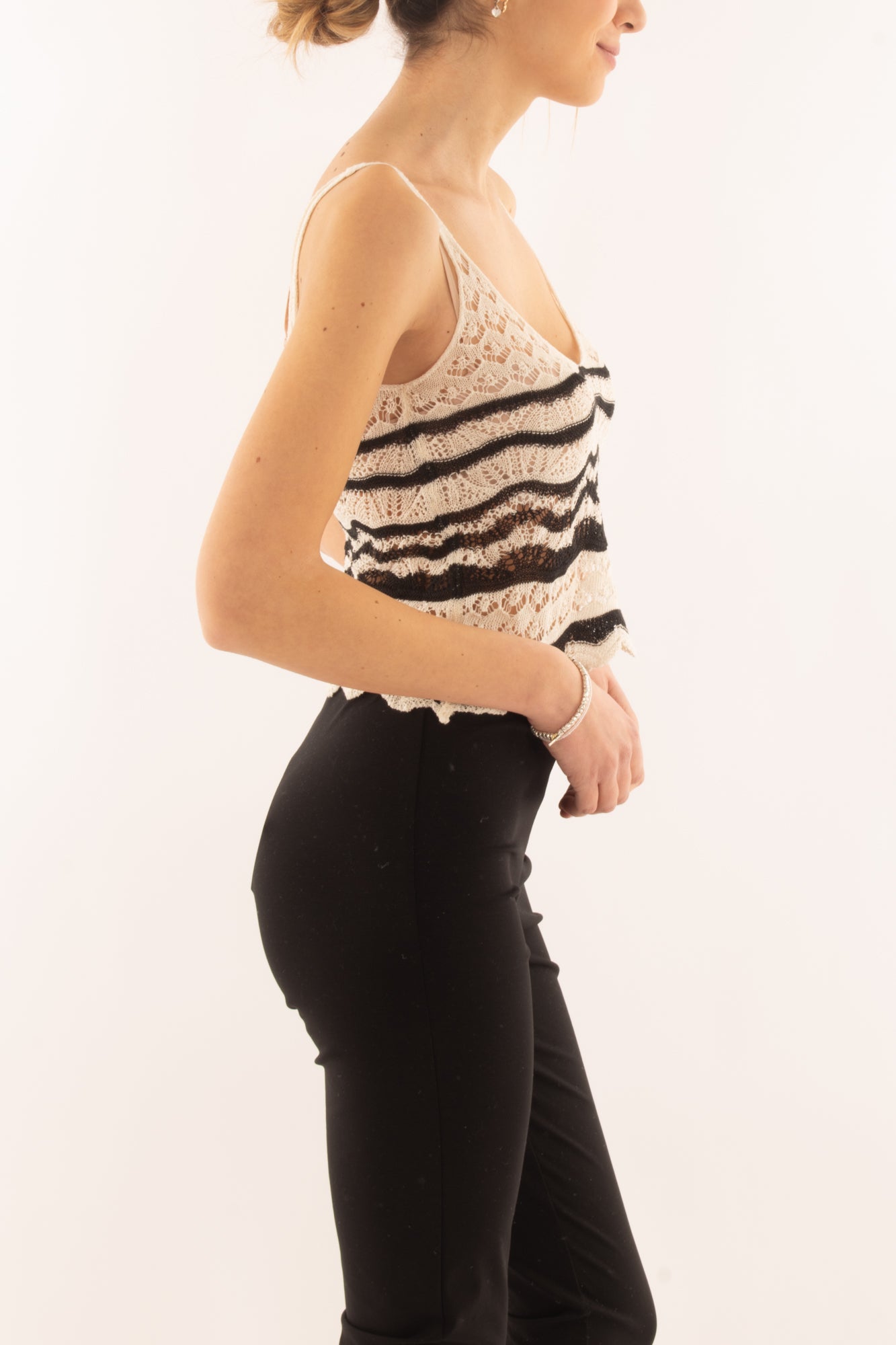 Canottiera di filo traforato da Donna Susy Mix Elite - Latte