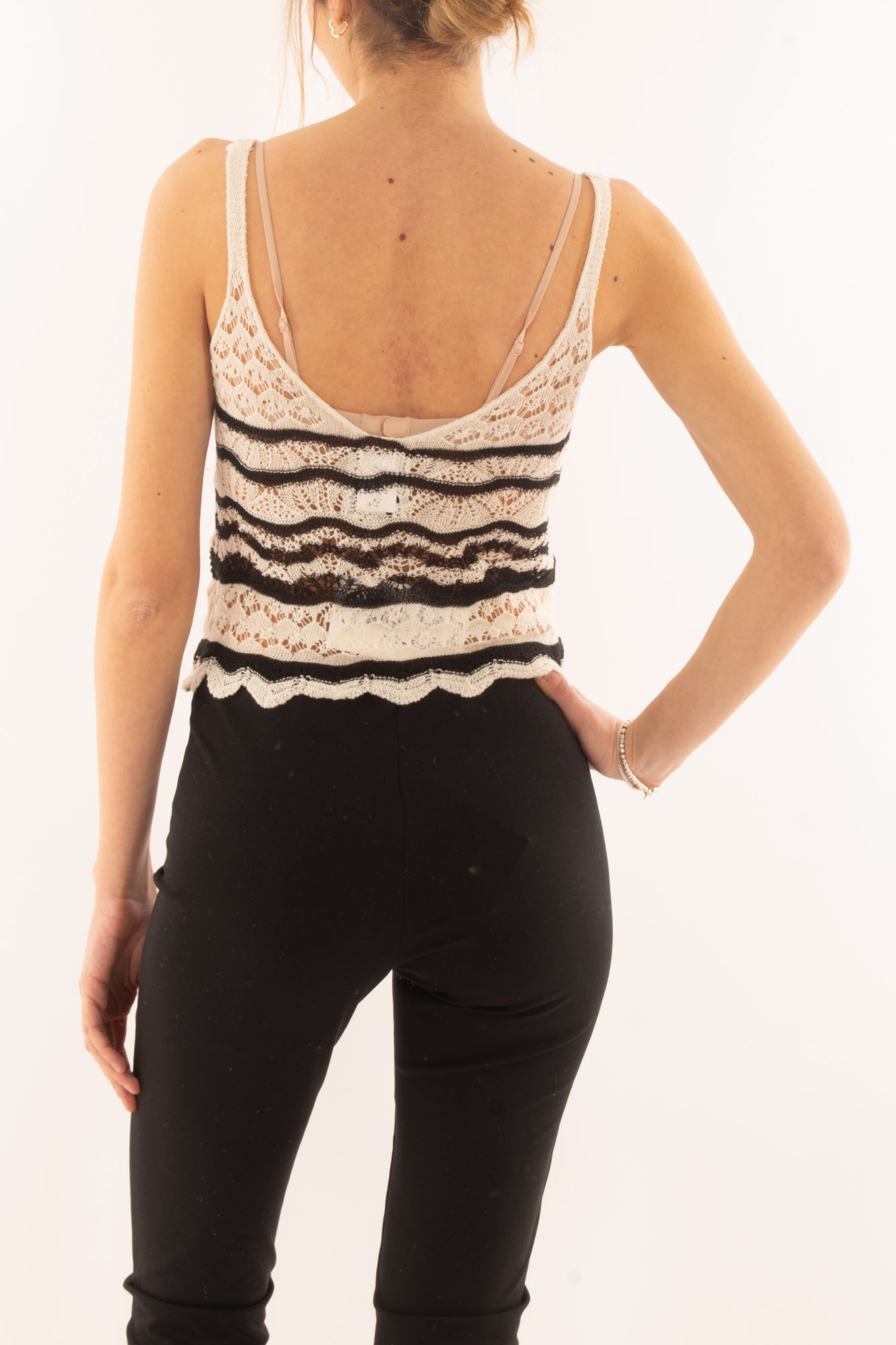 Canottiera di filo traforato da Donna Susy Mix Elite - Latte