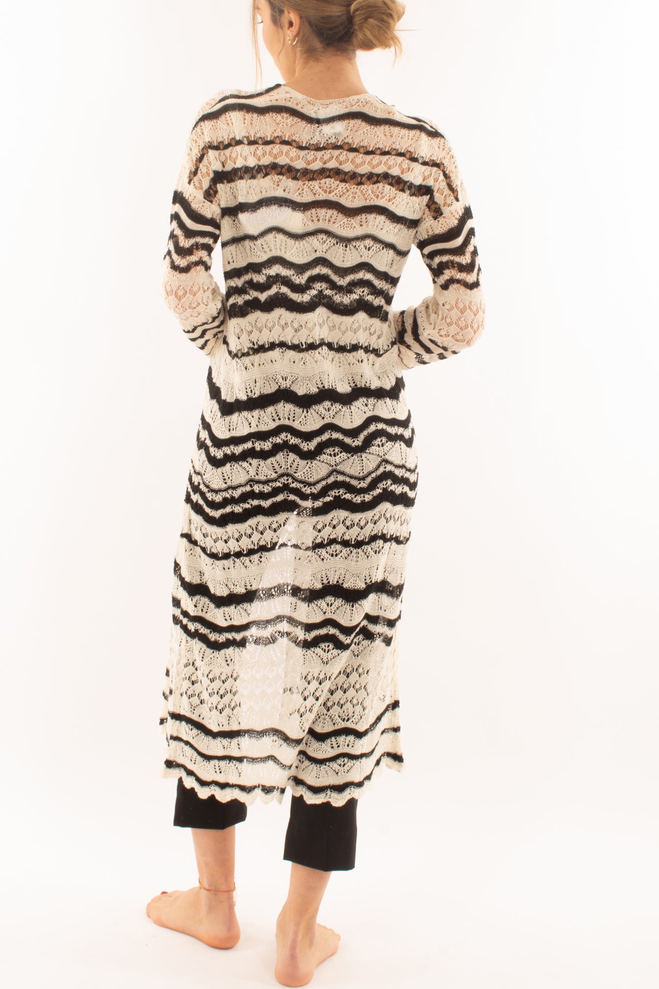 Cardigan lungo aperto ad uncinetto Susy mix elite - Latte