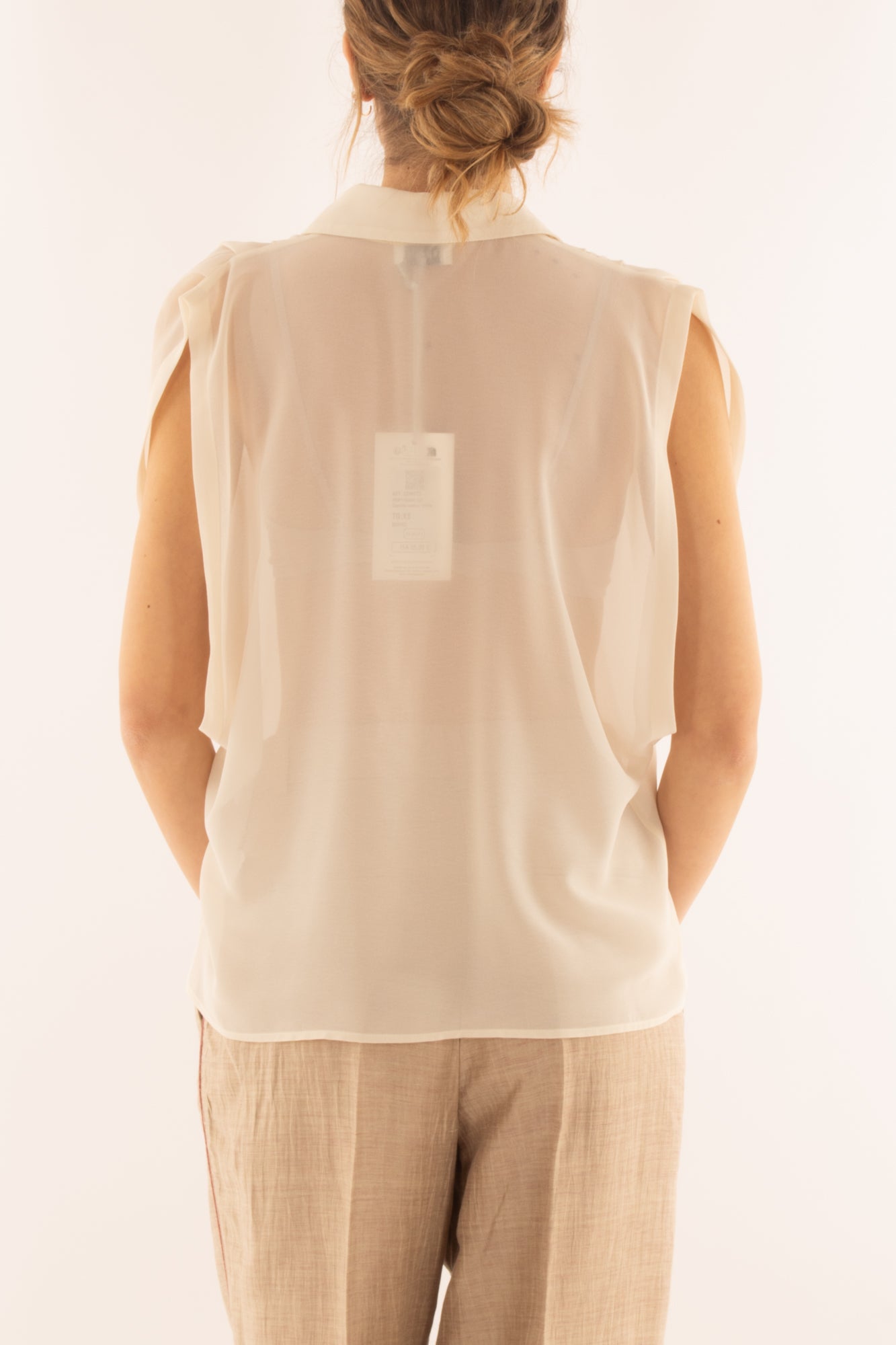 Blusa senza mamiche da Donna Susy mix elite - Burro