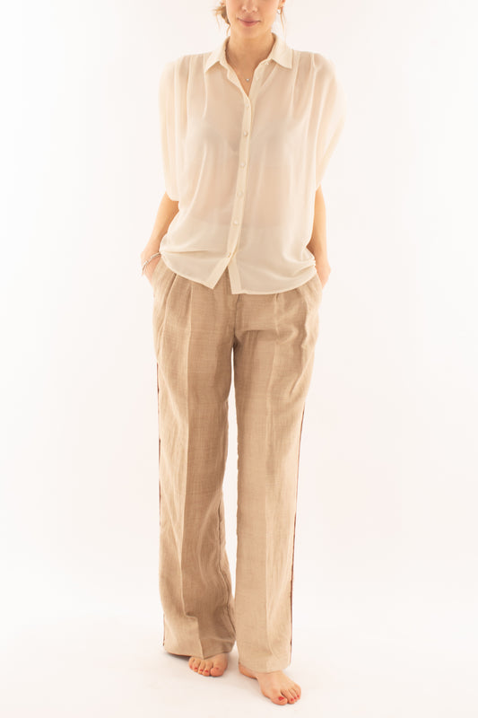 Blusa senza mamiche da Donna Susy mix elite - Burro