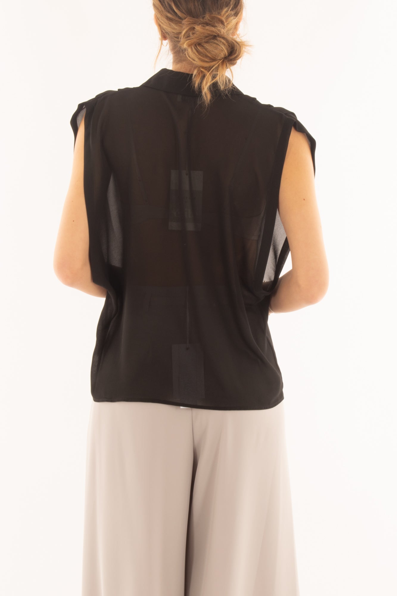 Blusa senza mamiche da Donna Susy mix elite - Nero