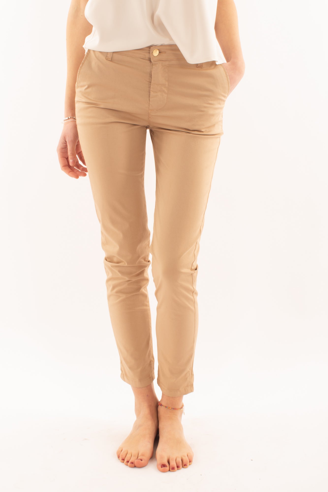 Pantalone slim Susy mix elite - Cammello