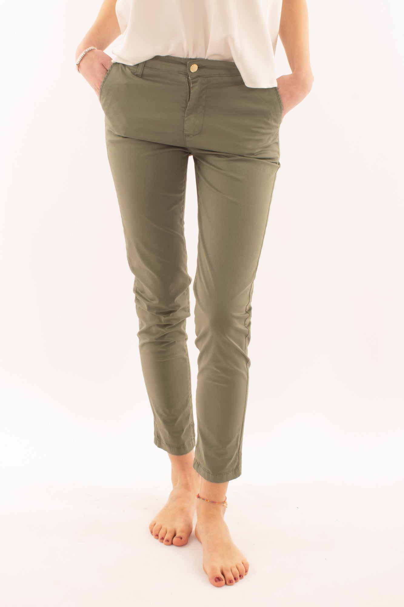 Pantalone slim Susy mix elite - Verde militare