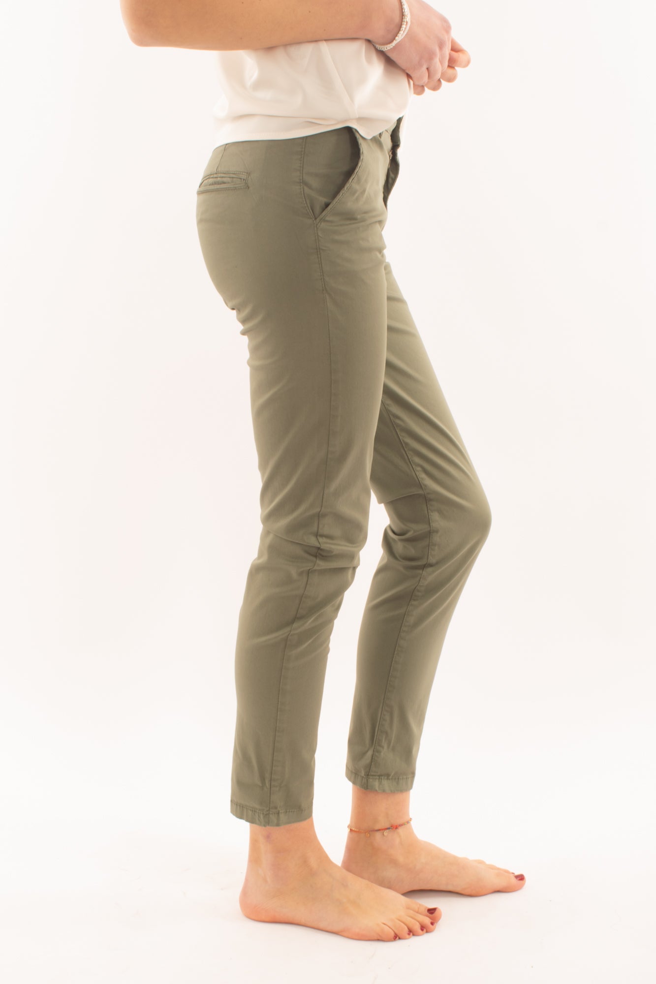 Pantalone slim Susy mix elite - Verde militare