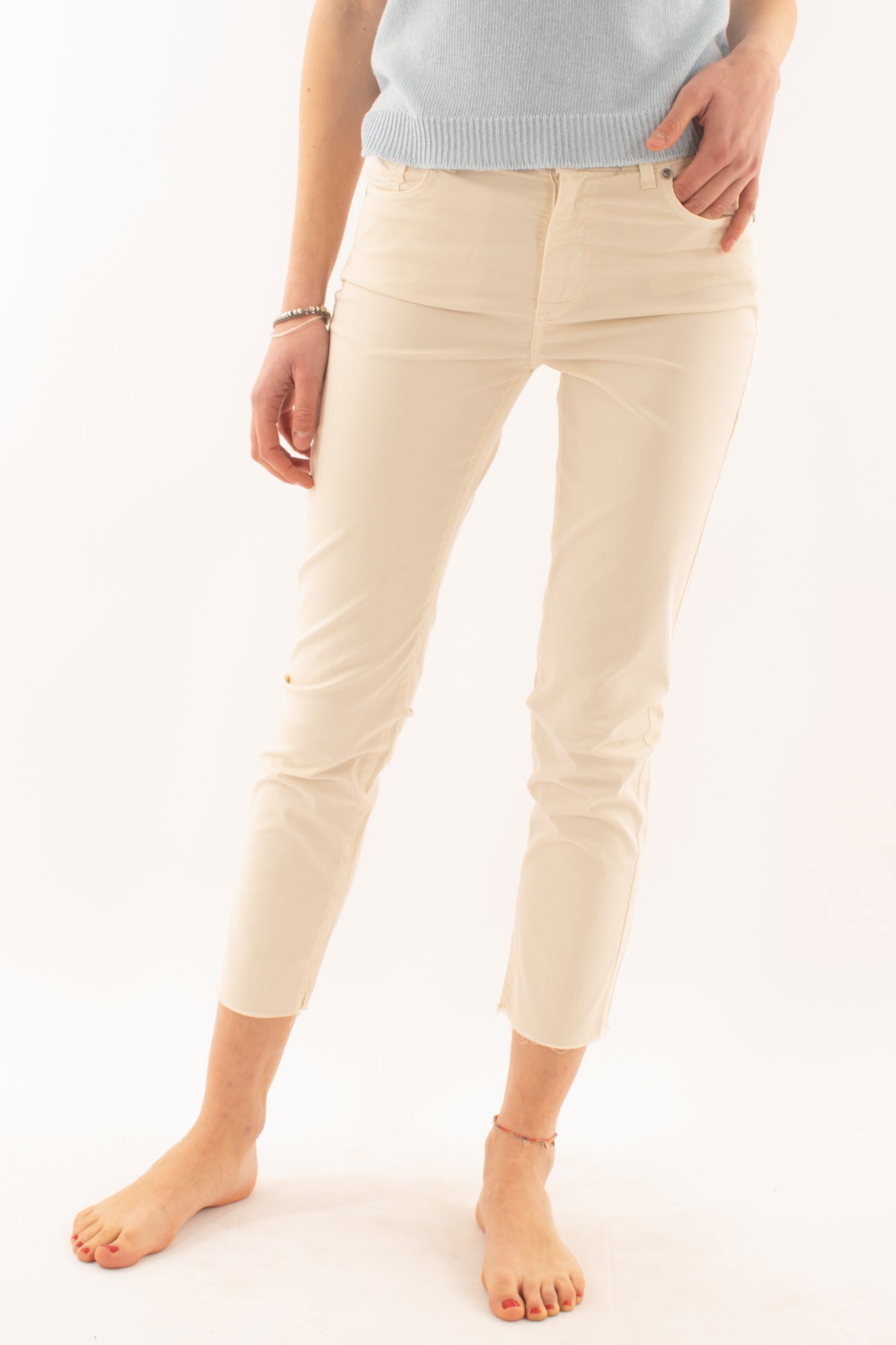 Pantalone 5 tasche da Donna Susy mix elite - Burro