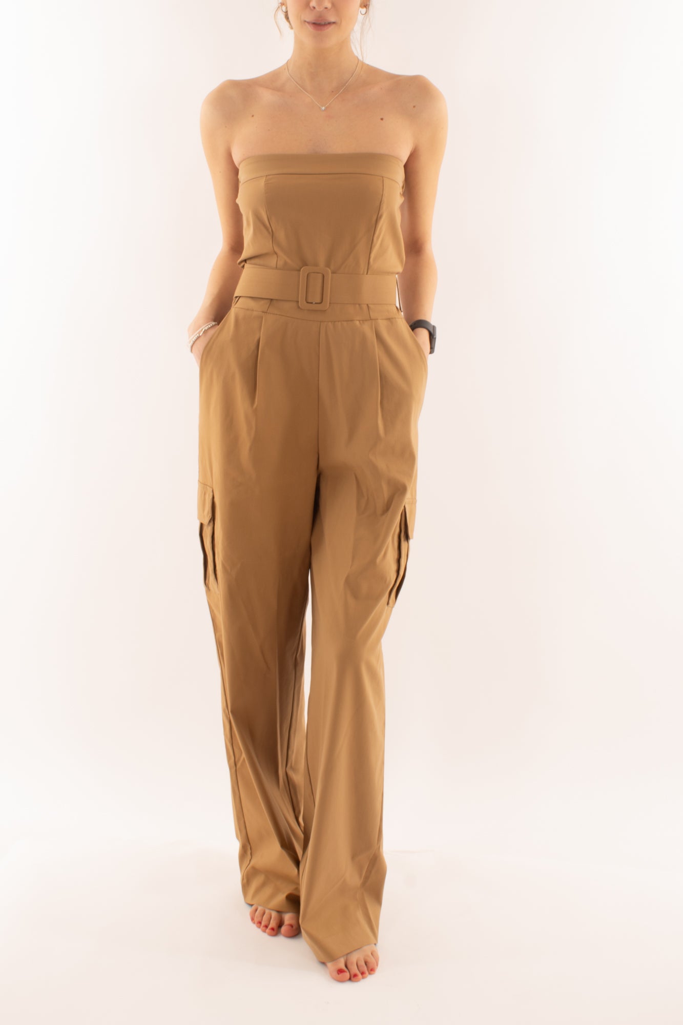Tuta con tasconi da Donna - Cammello