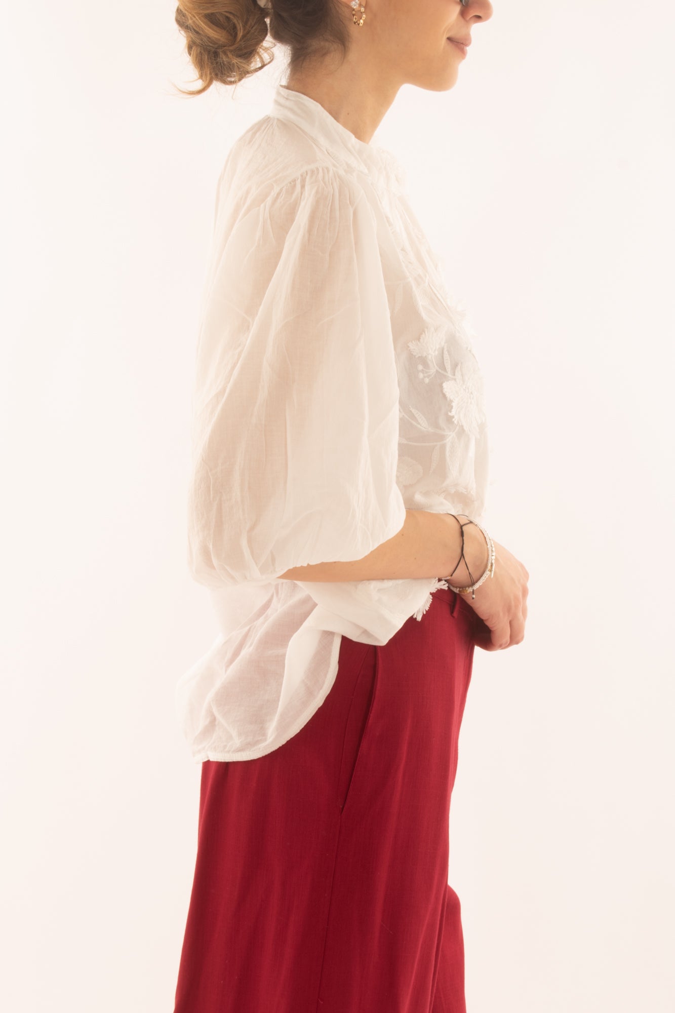 Camicia con intarsi in pizzo da Donna Susy mix - Bianco