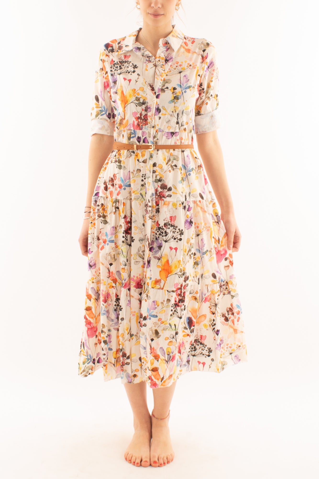 Chemisier floreale da Donna Susy mix - Sabbia