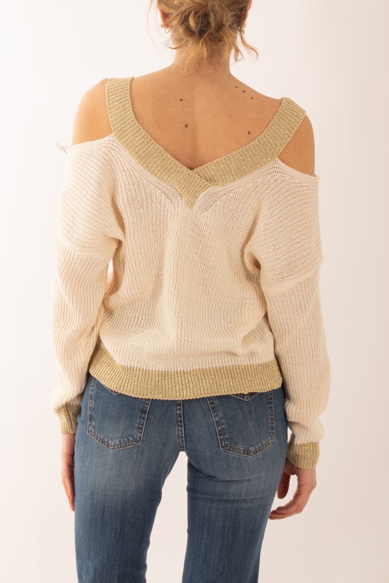 Maglia con spalle scoperte da Donna Susy mix - Ecru