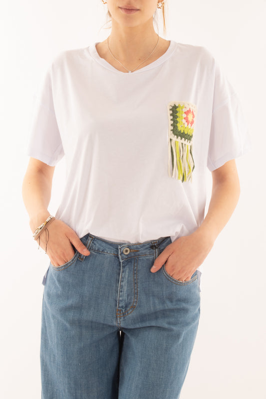 T-shirt con tachino ad uncinetto da Donna Susy mix - Verde