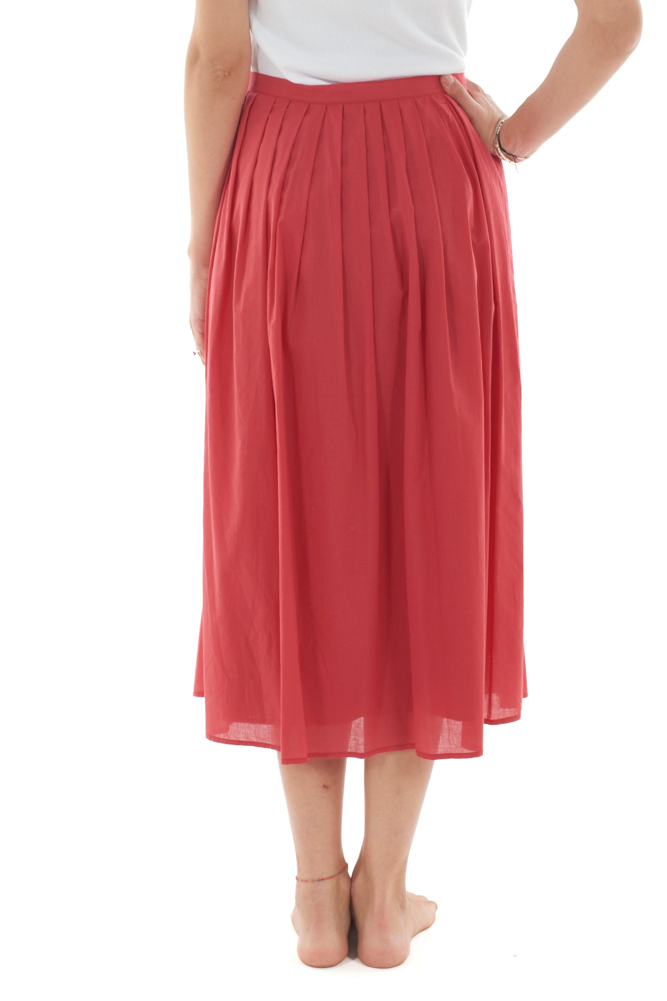 Gonna lunga a pieghe da Donna Susy mix - Rosso fargola