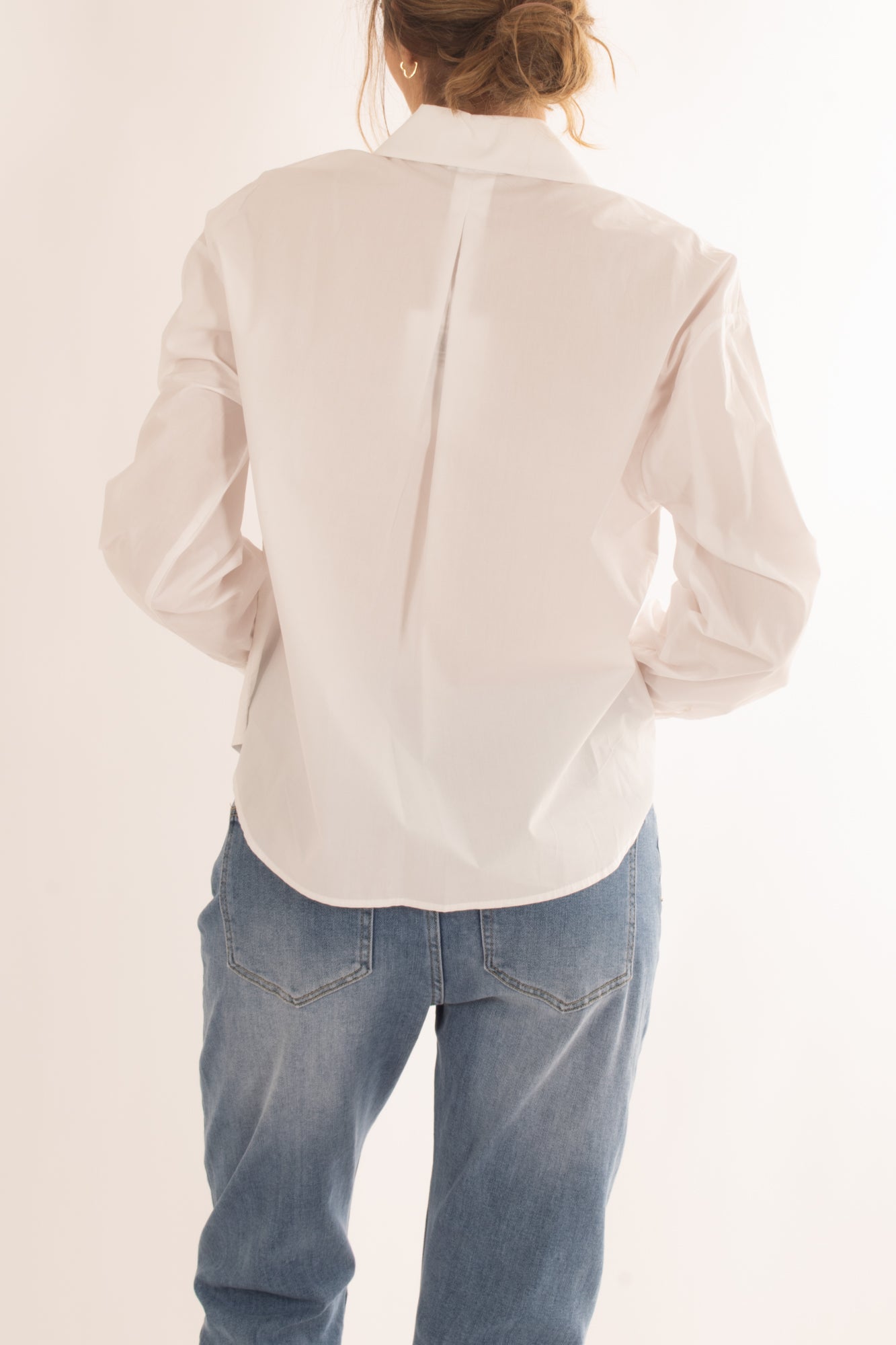 Camicia larga con tasconi da Donna Susy mix - Bianco