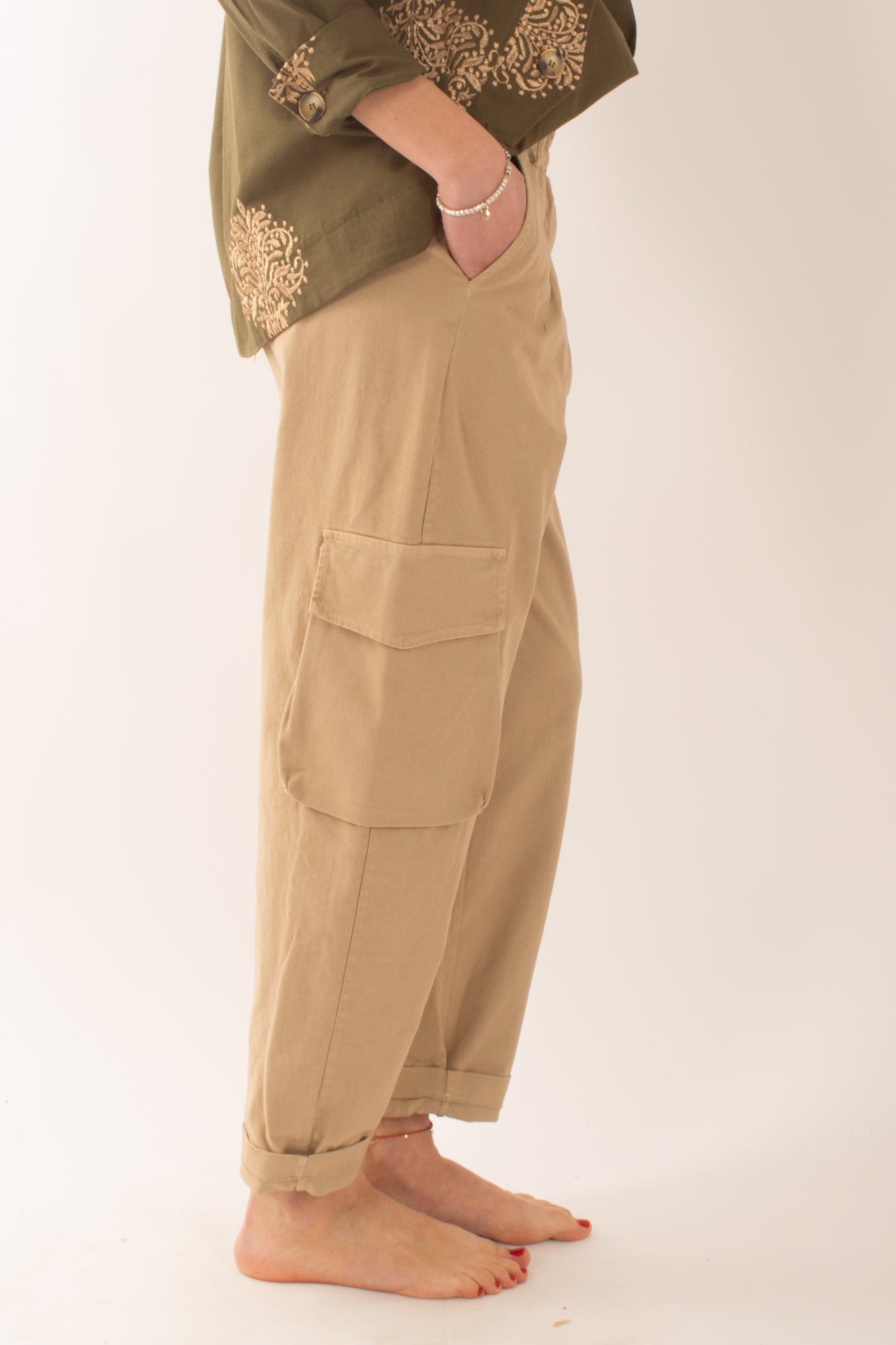 Pantaloni con tasconi da Donna Susy mix - Sabbia