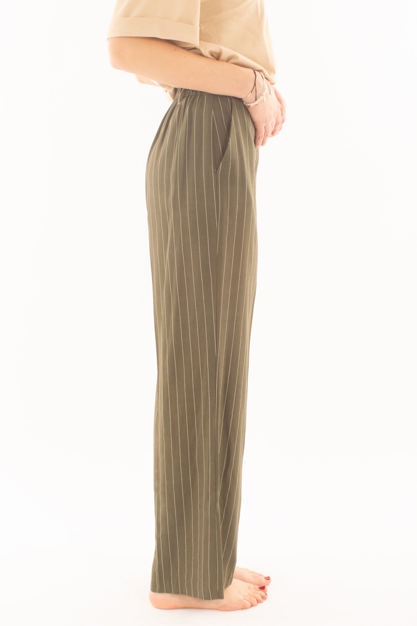 Pantalone palazzo gessato da Donna Susy mix - Verde