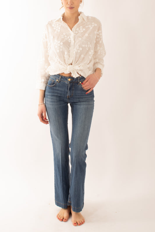 Camicia con ricamo fiore da Donna Susy mix - Bianco
