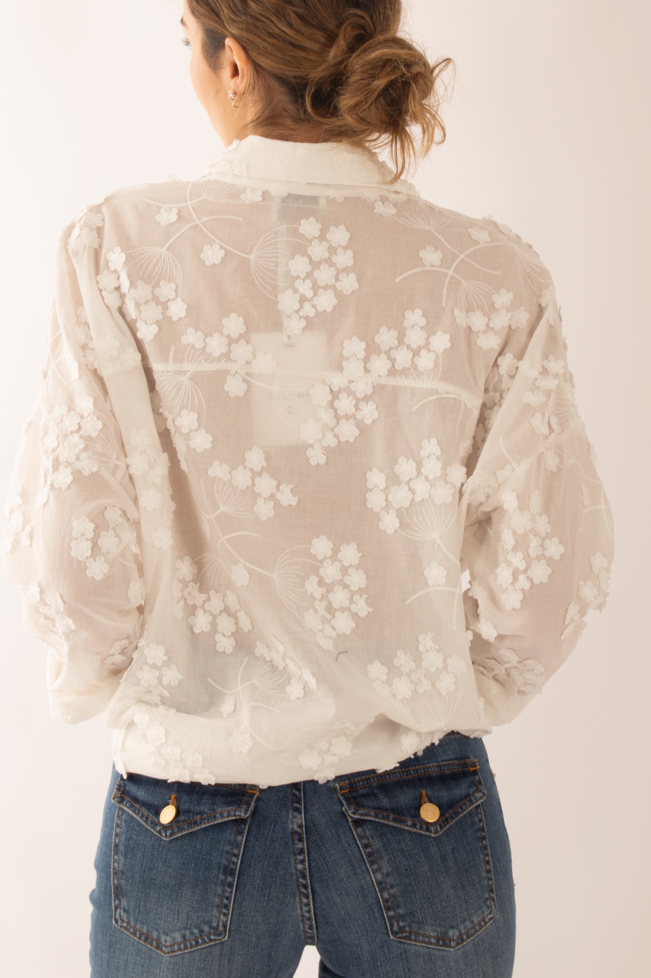 Camicia con ricamo fiore da Donna Susy mix - Bianco
