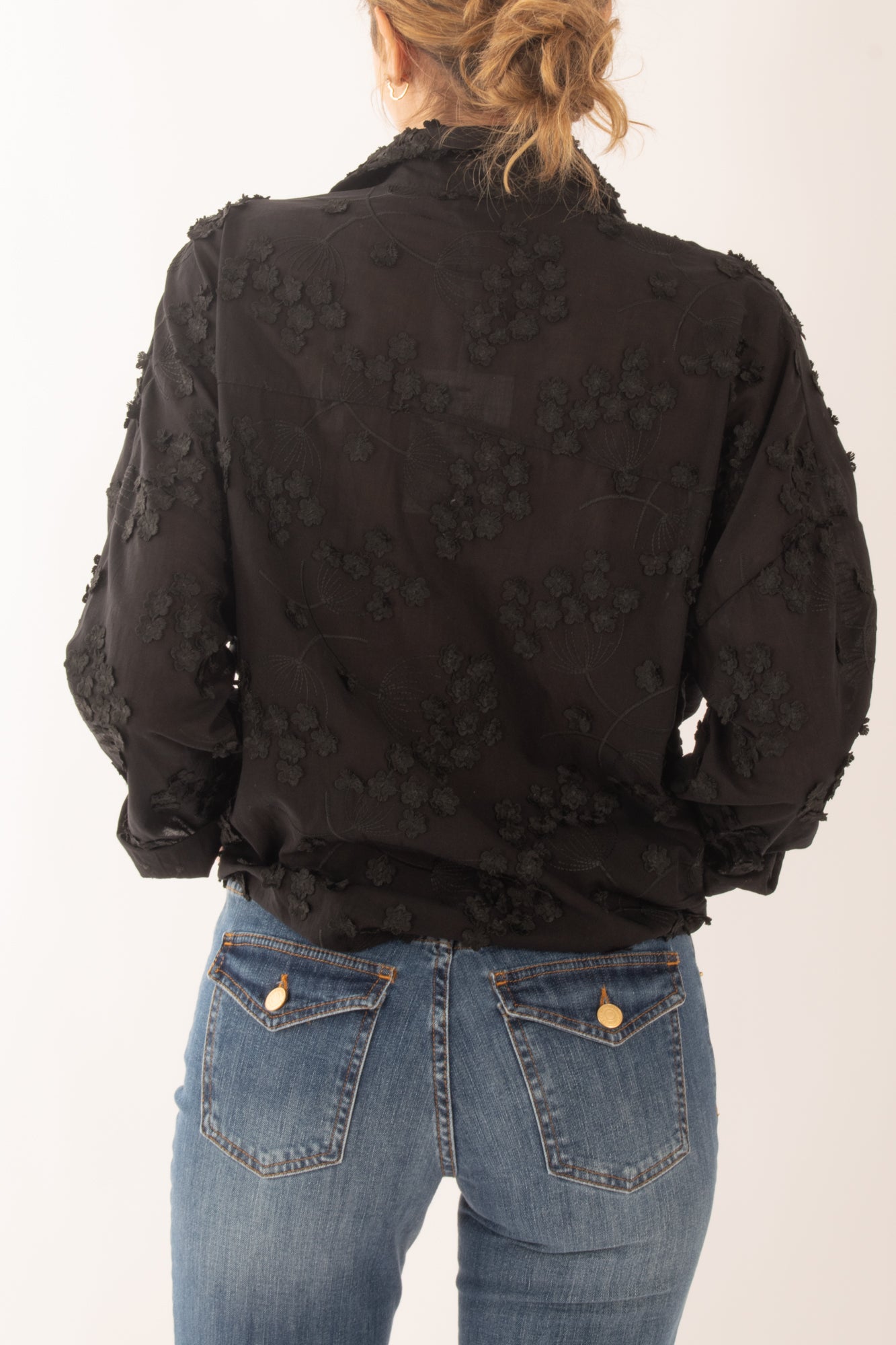 Camicia con ricamo fiore da Donna Susy mix - Nero