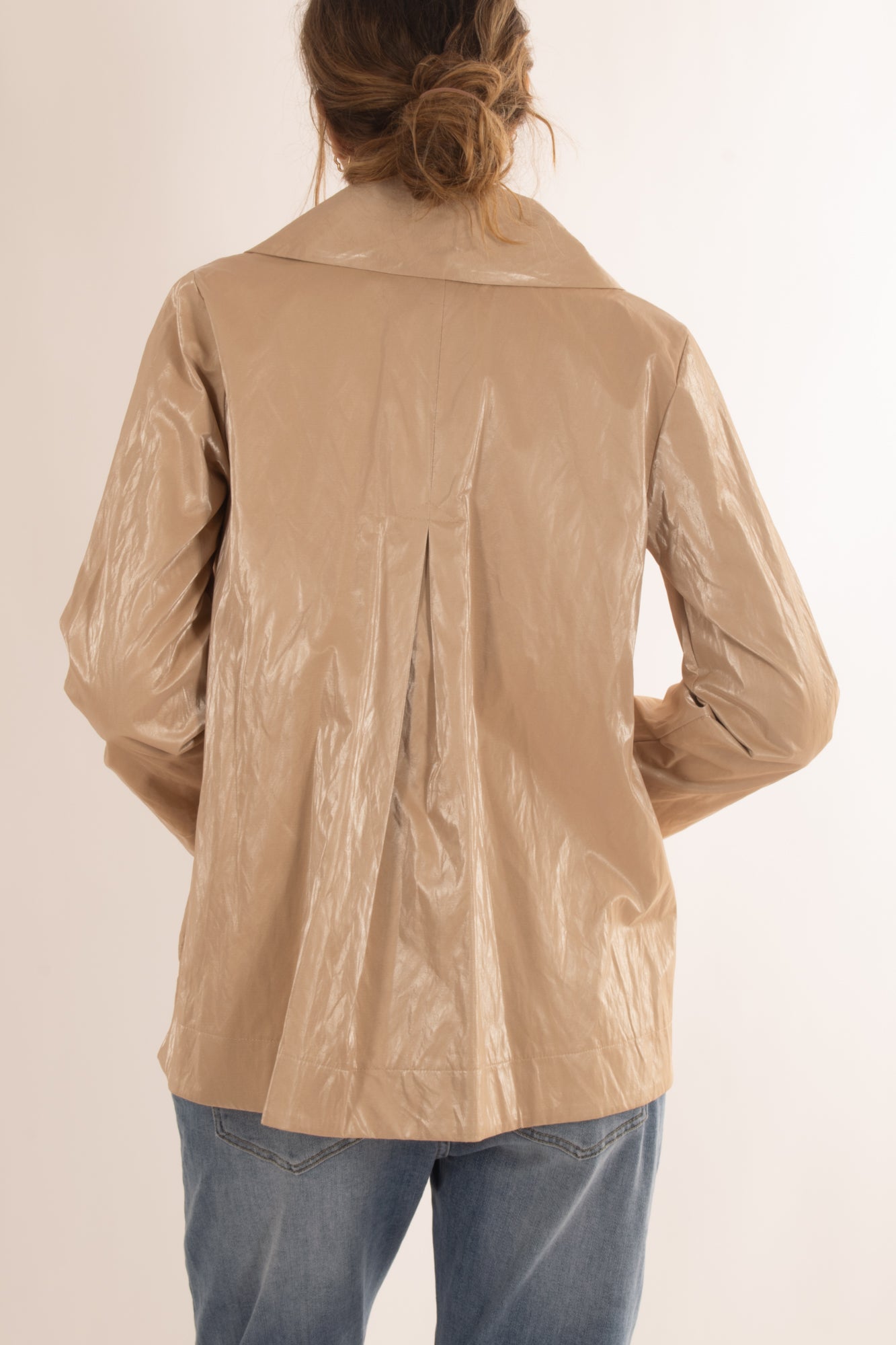 Trench da donna doppio petto spalmato Susy mix - Beige