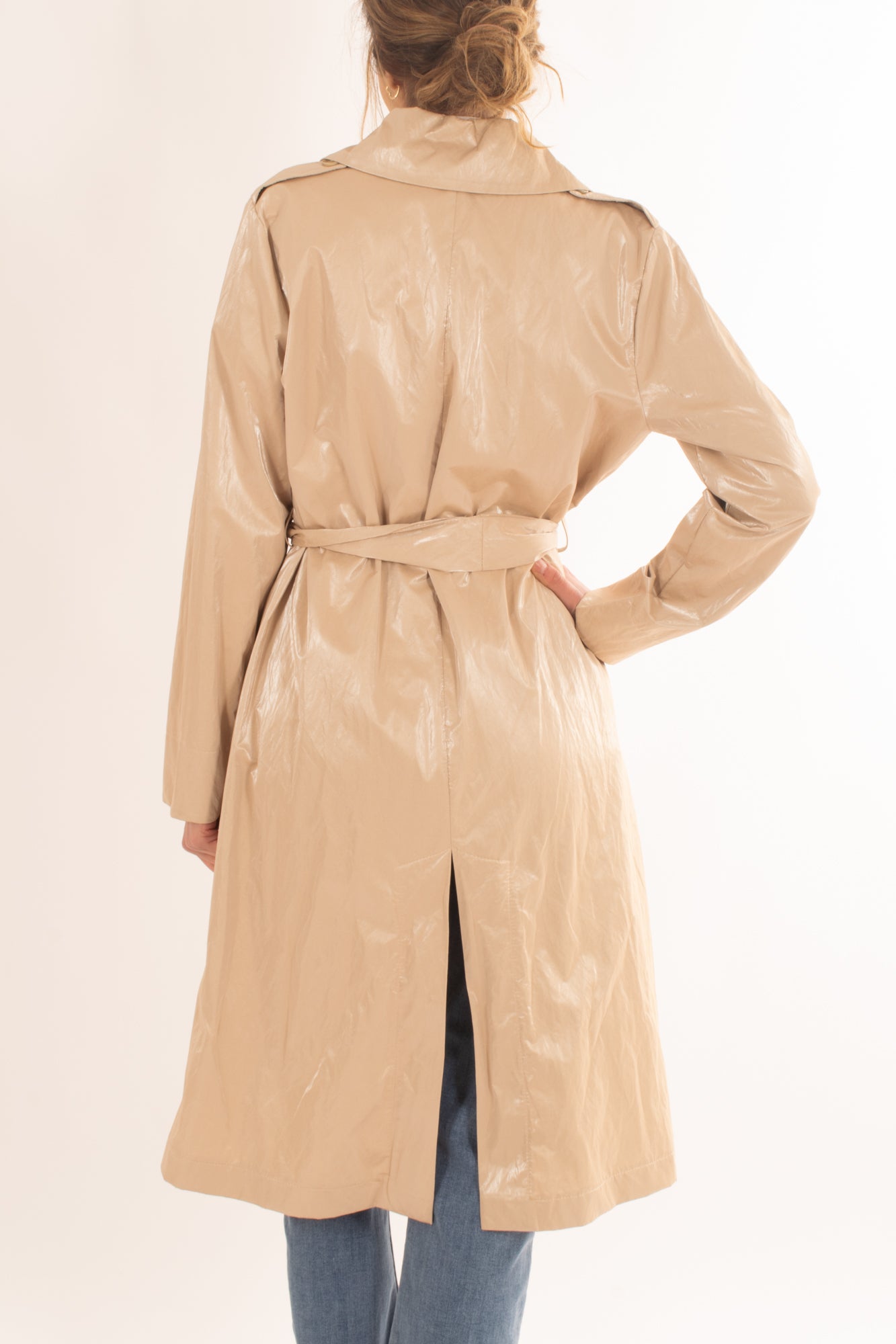 Trench lungo spalmato da Donna Susymix - Beige