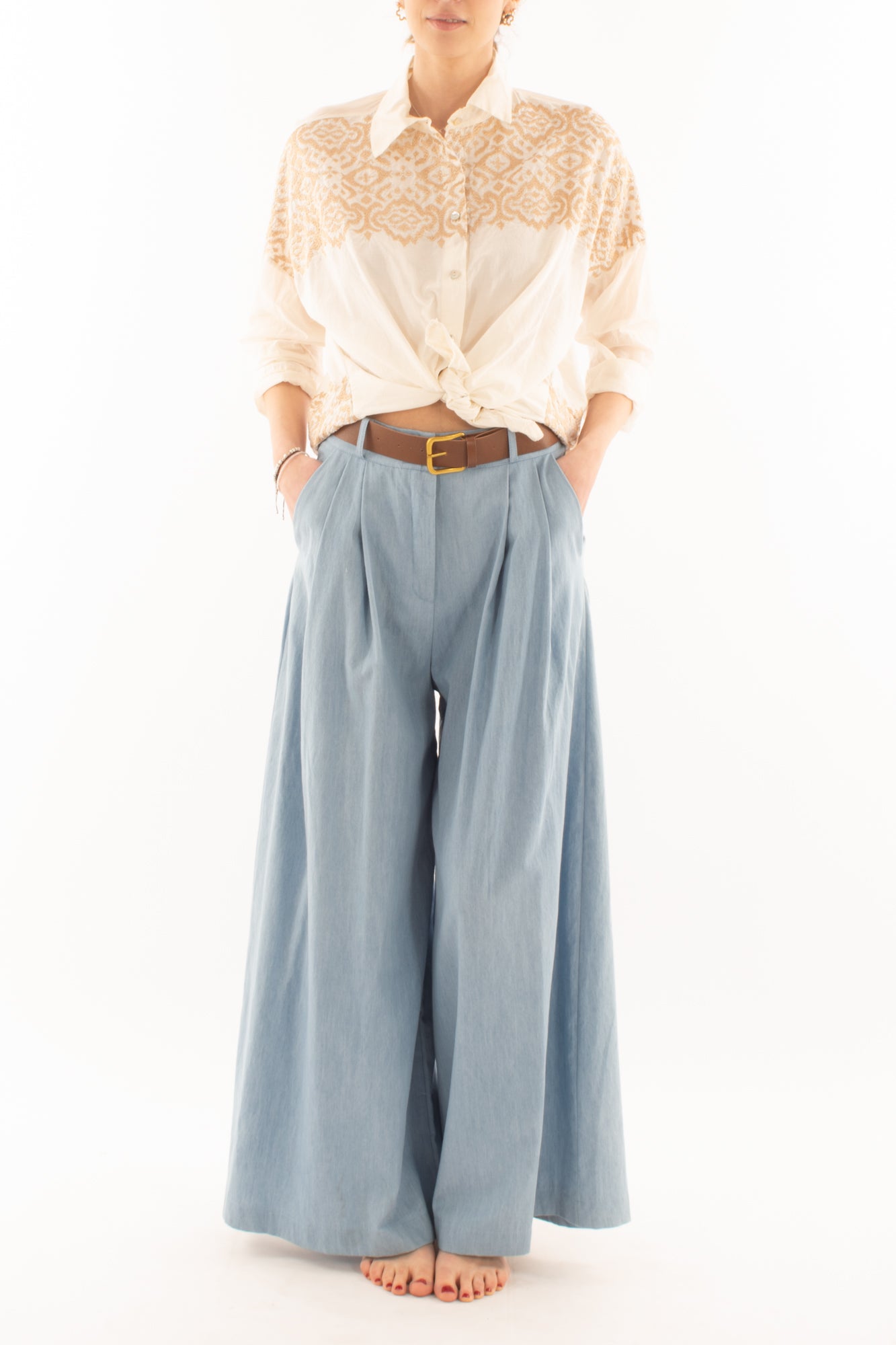 Camicia con ricamo da Donna Susy mix - Burro