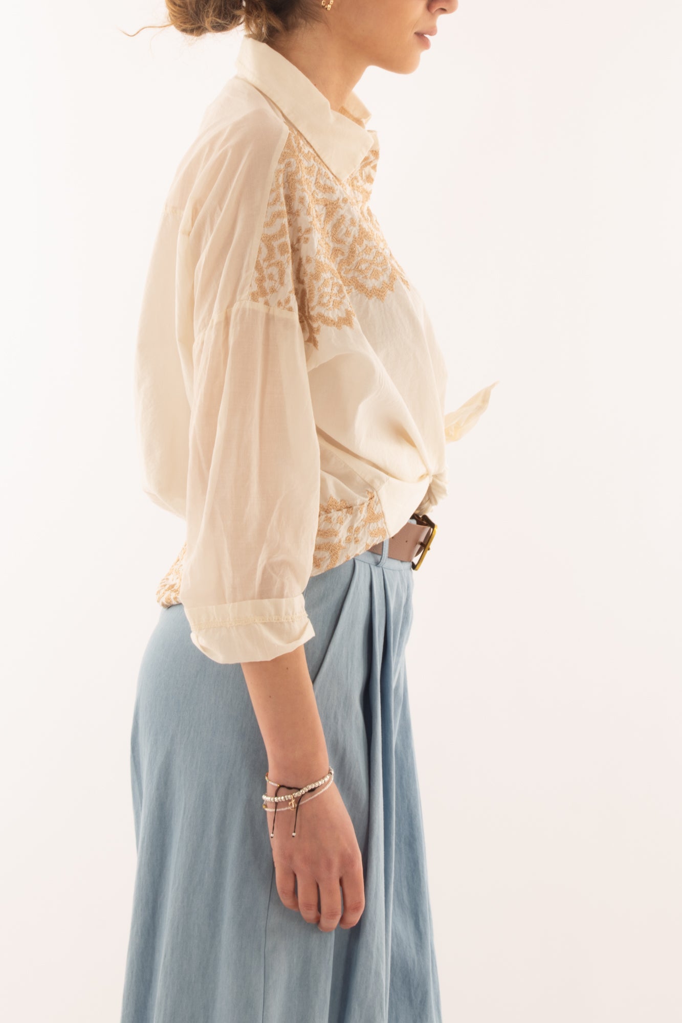 Camicia con ricamo da Donna Susy mix - Burro