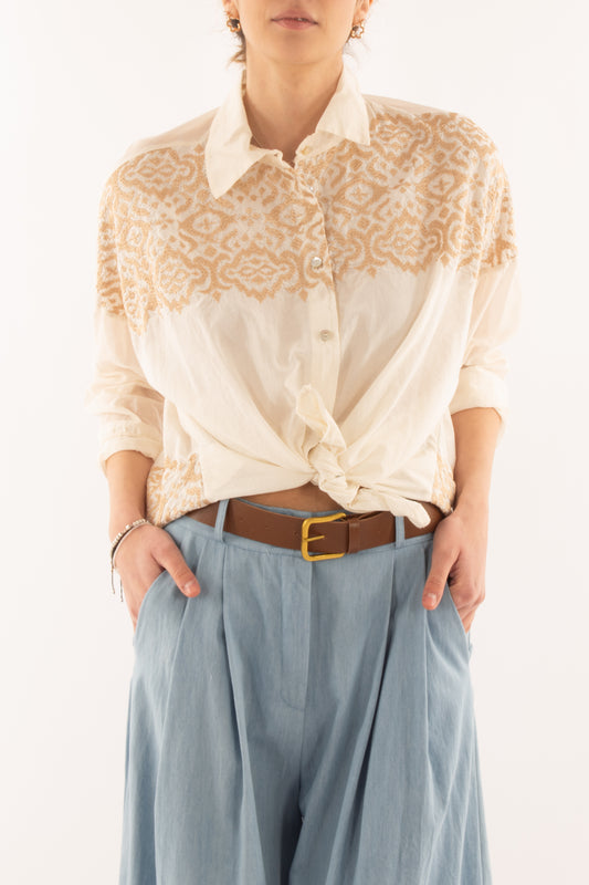 Camicia con ricamo da Donna Susy mix - Burro