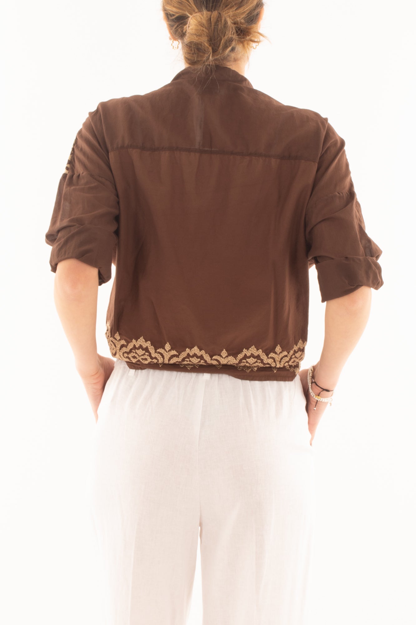 Camicia con ricamo da Donna Susy mix - Cioccolato