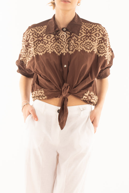 Camicia con ricamo da Donna Susy mix - Cioccolato