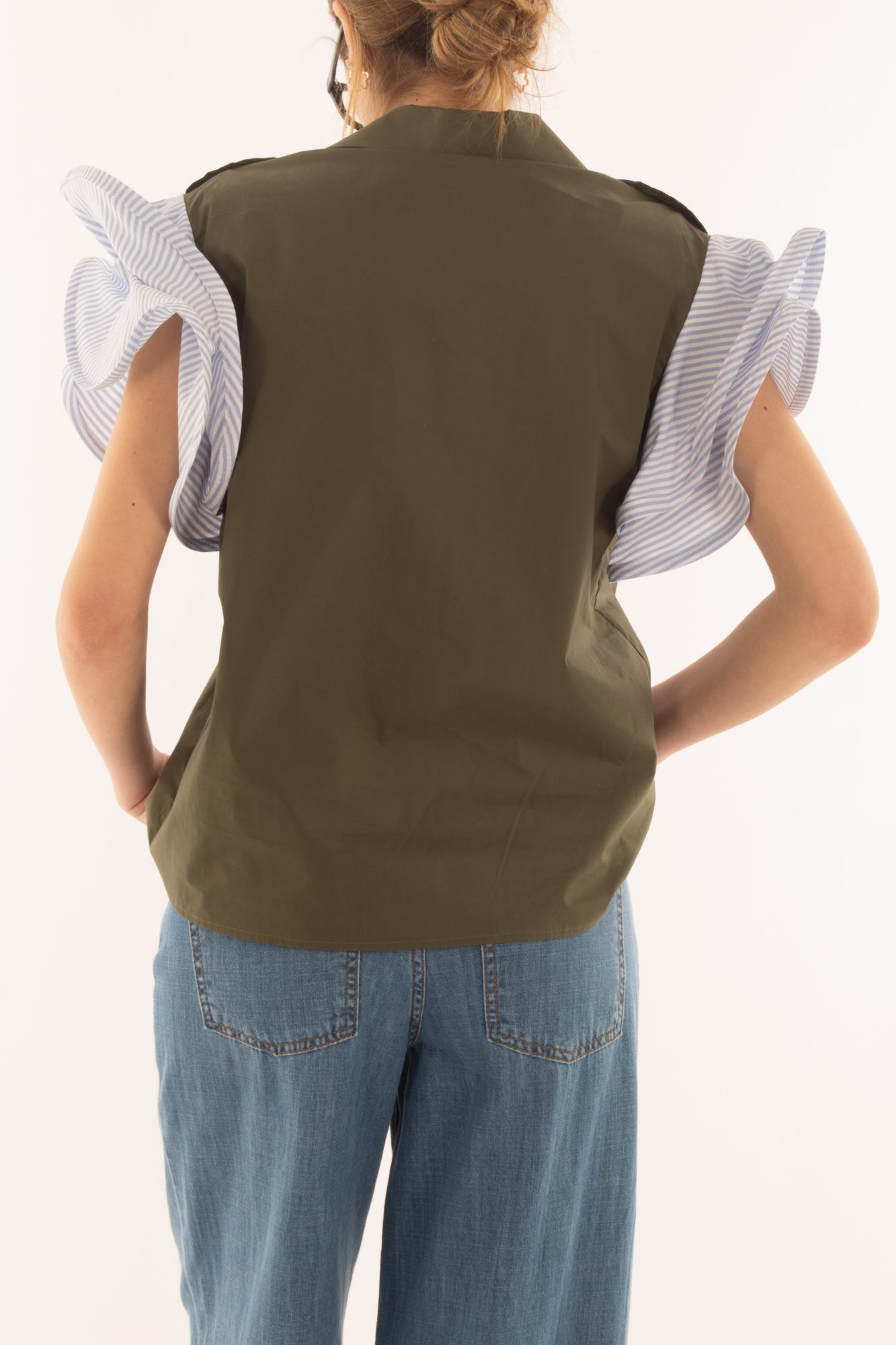 Camicia con maniche a contrasto da Donna Metoo - Militare