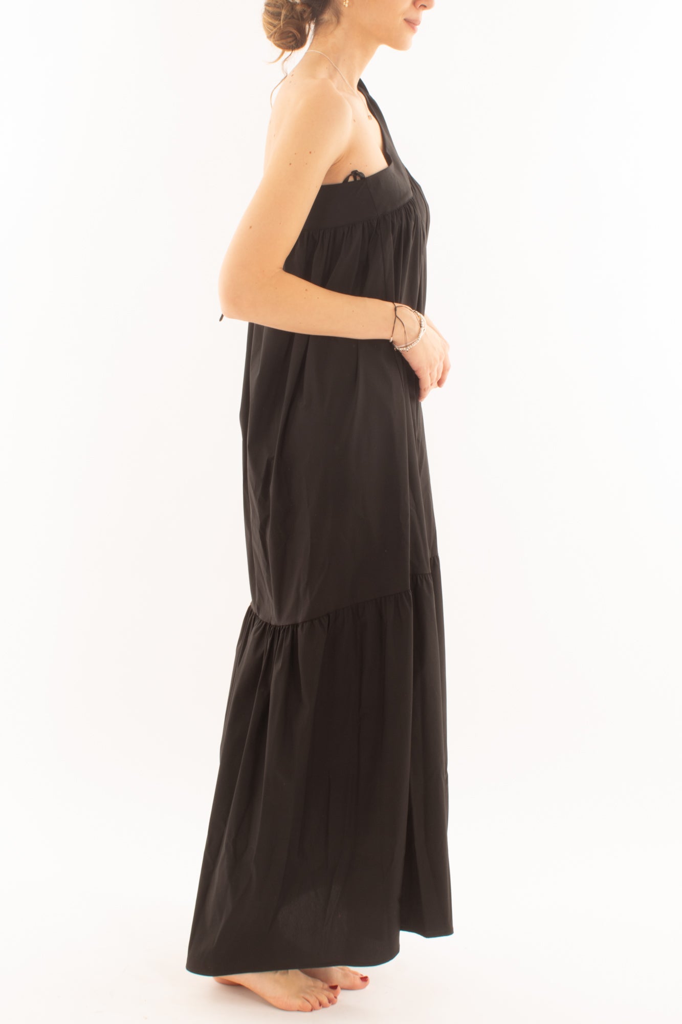 Abito lungo monospalla da Donna Susy mix - Nero