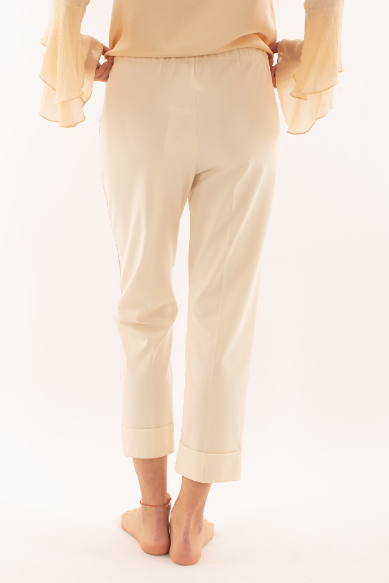 Pantalone con risvolto da Donna Susy mix - Crema