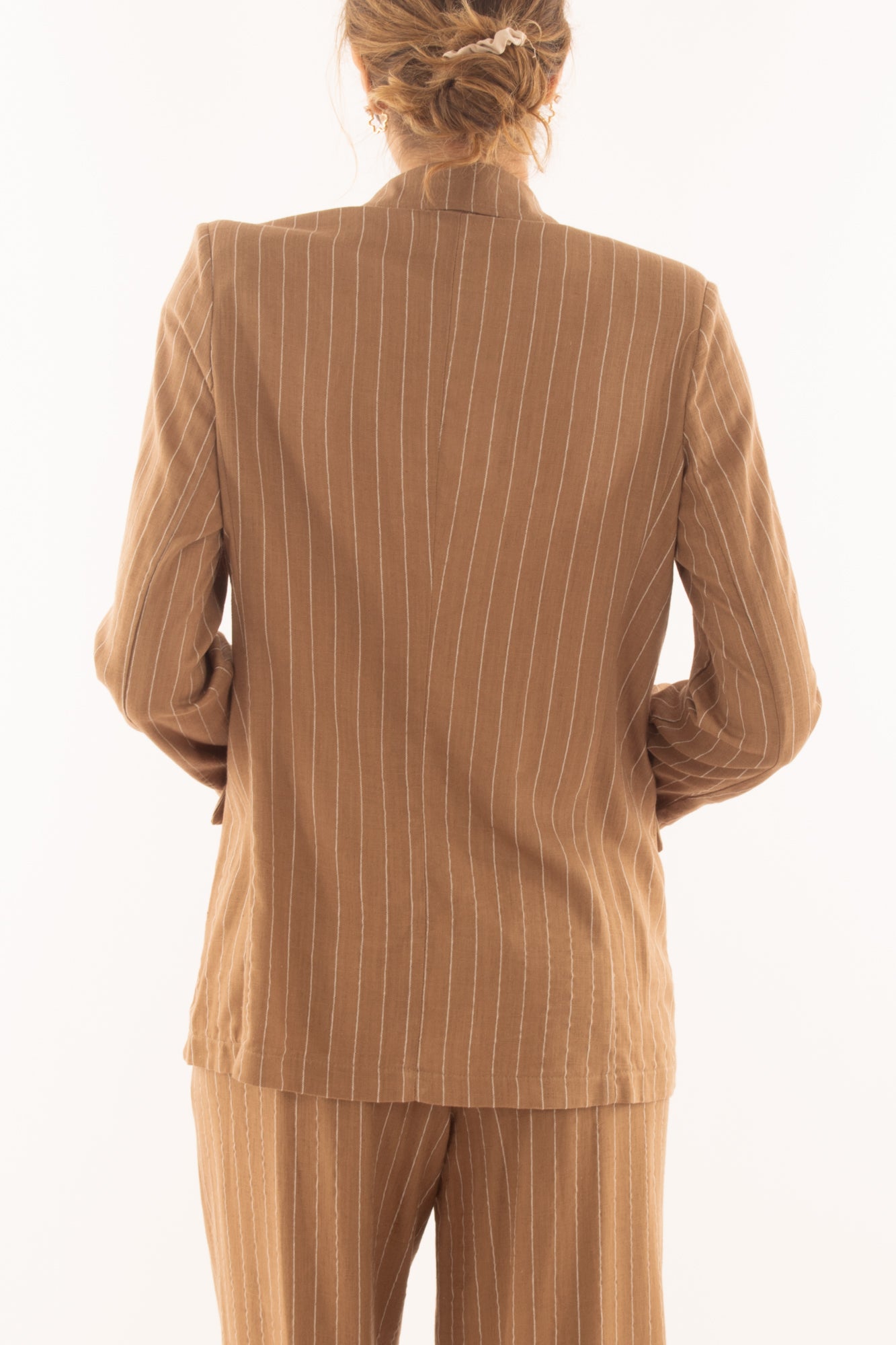 Giacca gessata in lino e viscosa da Donna Susy mix - Terra